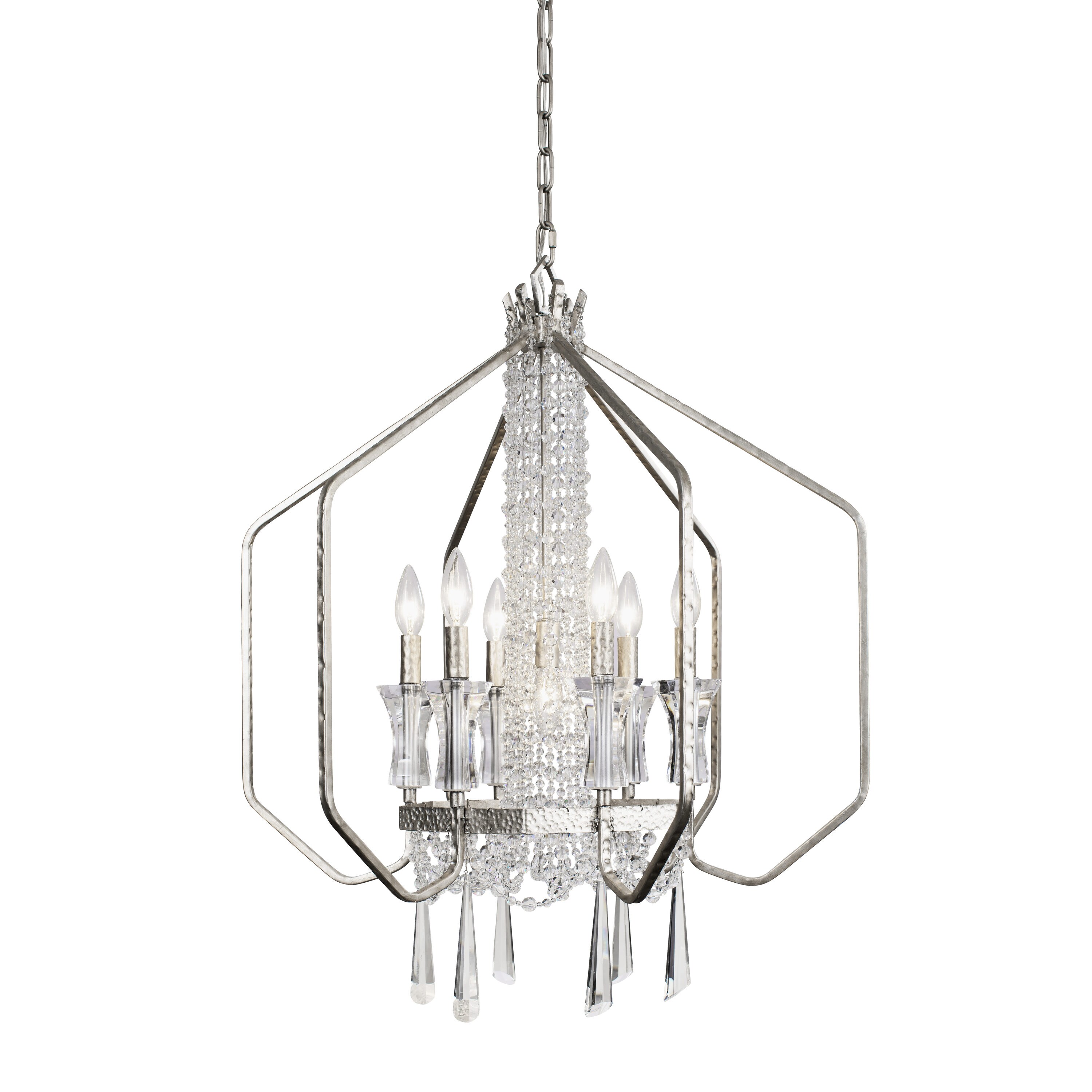 Varaluz 270P07TR Barcelona 7-Light Transcent Silver Transitional Geometric Hanging Pendant Light