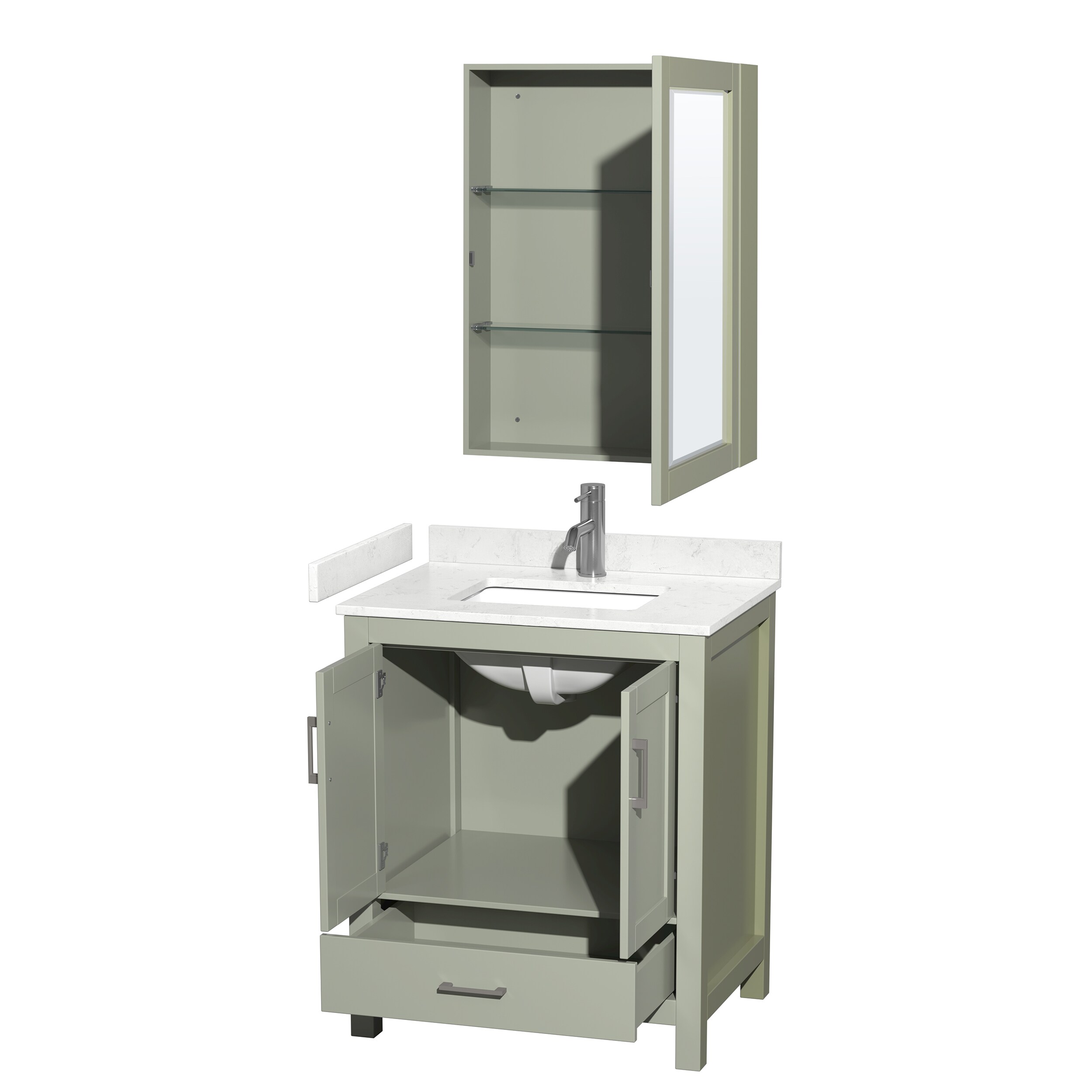 Wyndham Collection WCS141430SLGC2UNSMED Bath-Vanity-Combo - View #2