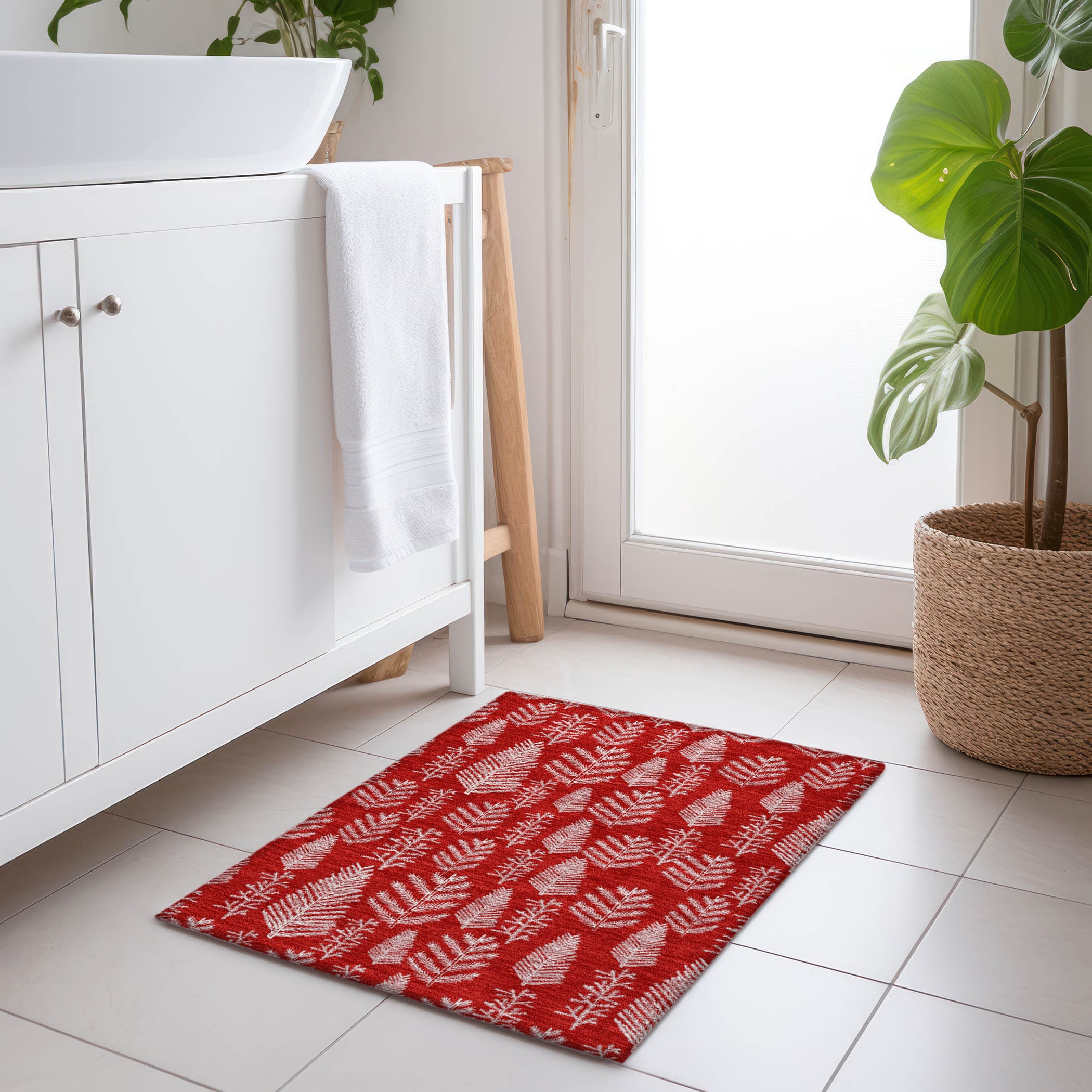 Addison Rugs ACN1813RD20X30 Chantille ACN1813RD 1 x 2 (ft) Loomed Polyester Red Rectangular Indoor/Outdoor Machine washable Area rug