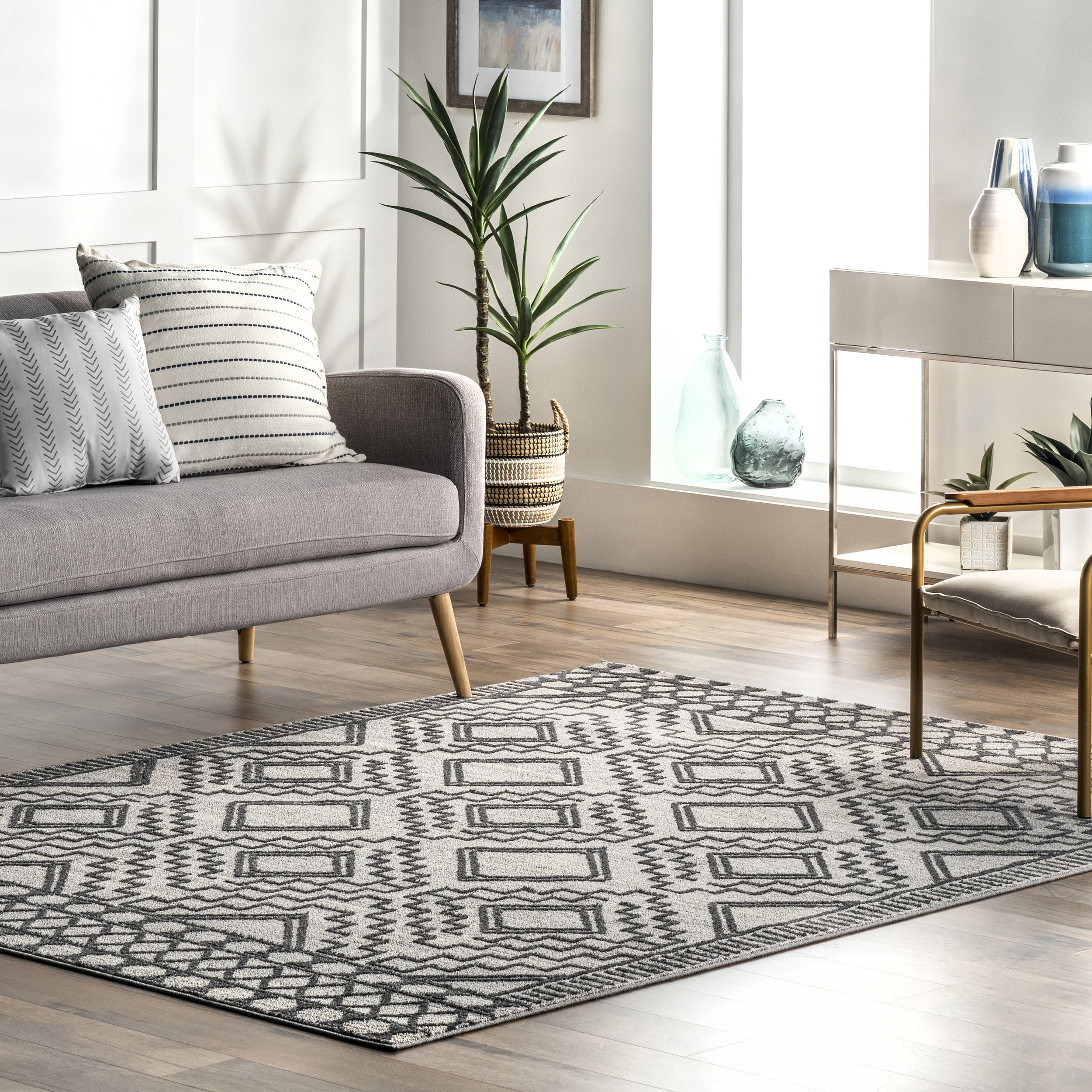 nuLOOM ACBY01B-8010 Melby 8 x 10 (ft) Loomed Polypropylene Grey Rectangular Indoor Geometric Area rug