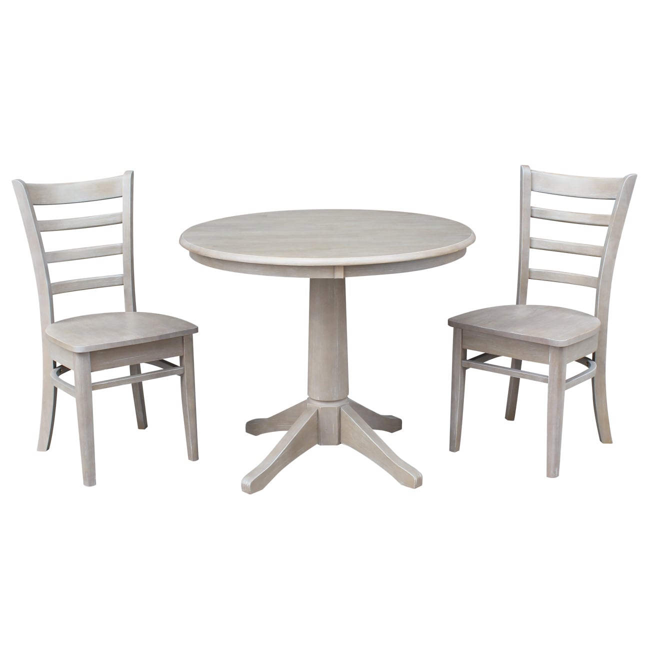 International Concepts K09-36RT-27B-C617-2 Washed gray taupe Casual Dining Room Set with Round Table ( Seats 2 )