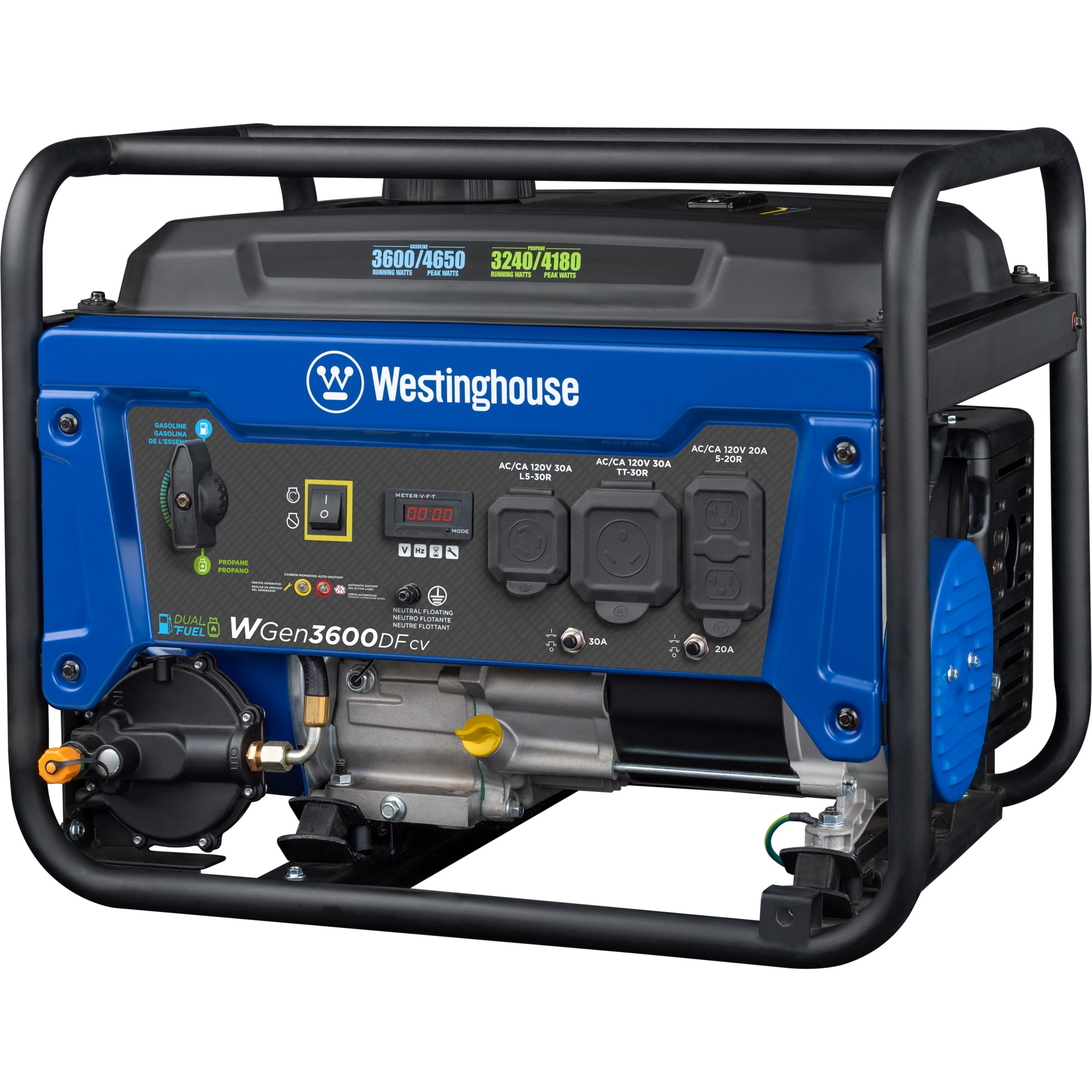 Westinghouse WGEN5300DFC WGen5300DFc - 5300 Watt Electric Start Dual-Fuel  Portable Generator w/ Wireless Remote Start, RV Outlet & CO Sensor CARB
