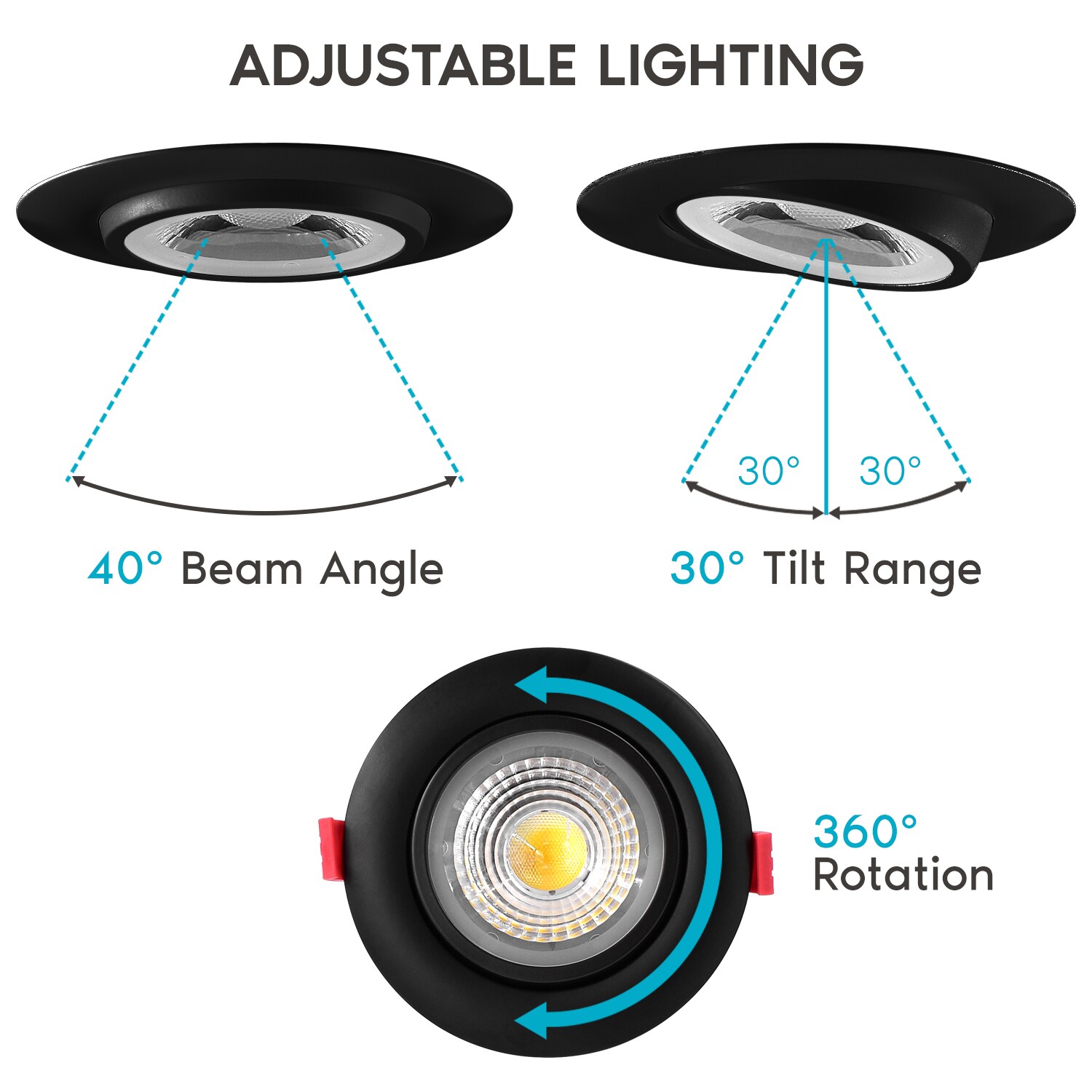 Luxrite Black 4-in 1000-Lumen Switchable Round Dimmable LED Canless ...