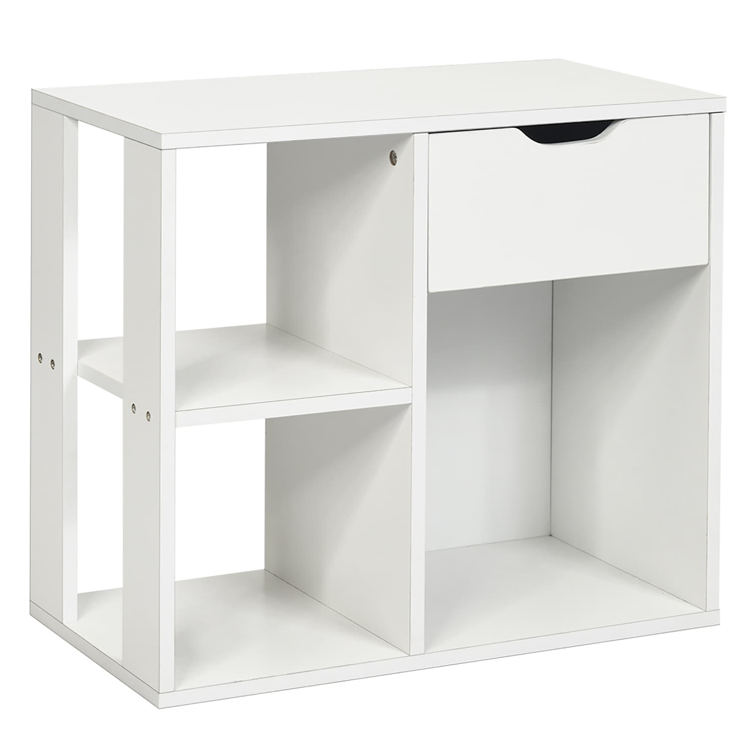 Costway CSHY000853 3-tier Side Table With Storage Shelf and Drawer Space-saving Nightstand White