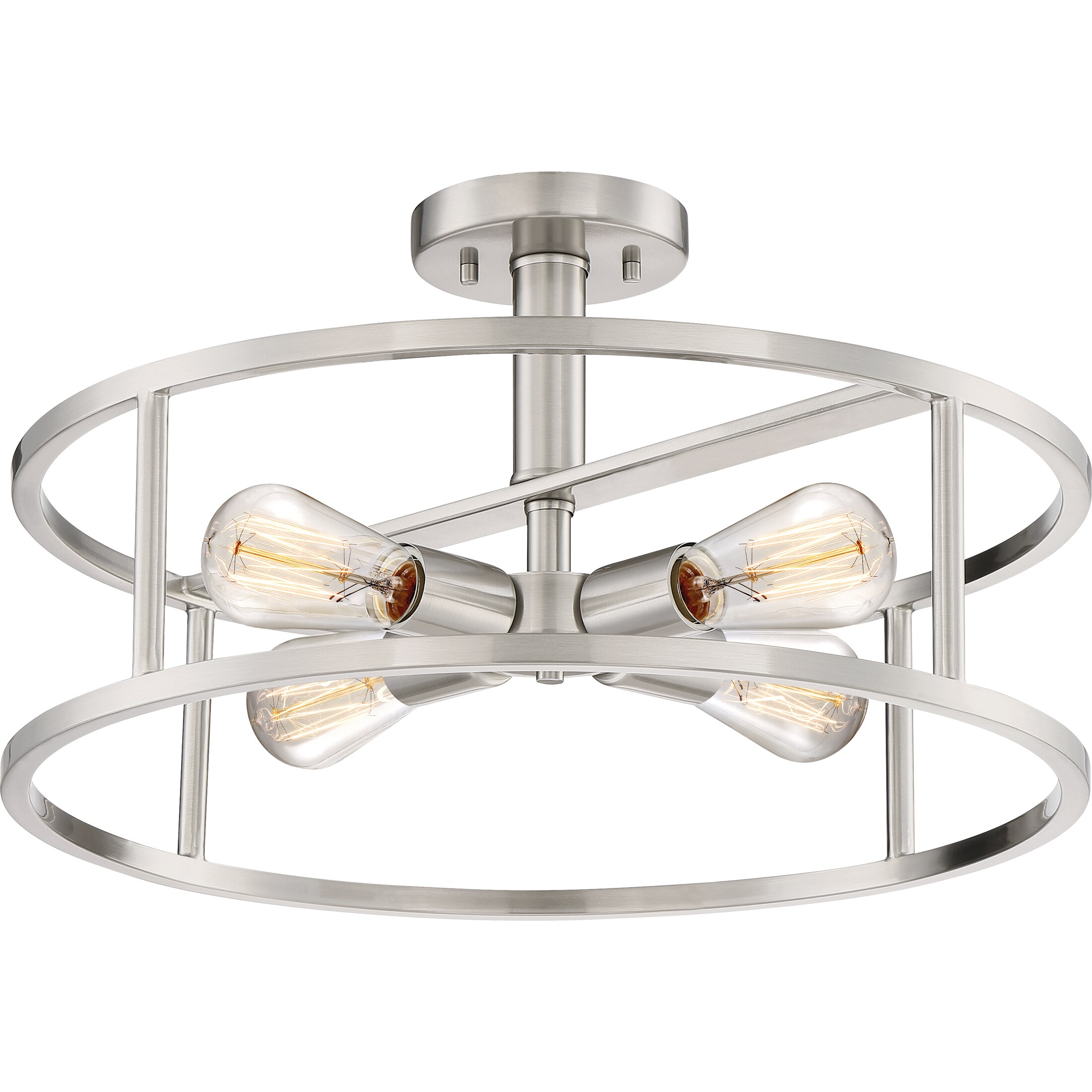 スケールモデル 新作 Harbor New Quoizel 4-Light mount Semi Nickel Brushed 18-in トップス