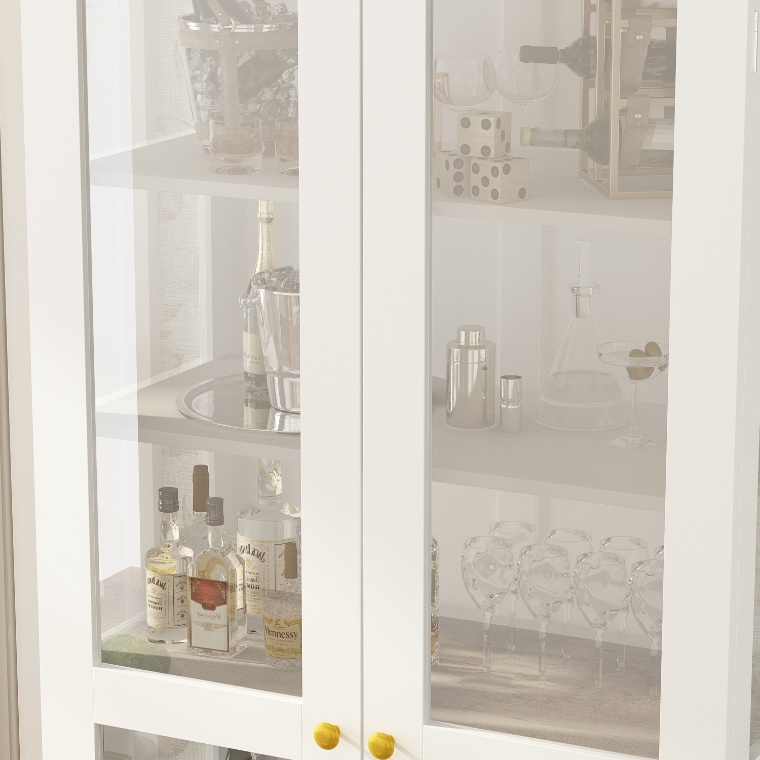 FUFU&GAGA 70.9 in. H Storage Cabinet Display Cabinet With Tempered