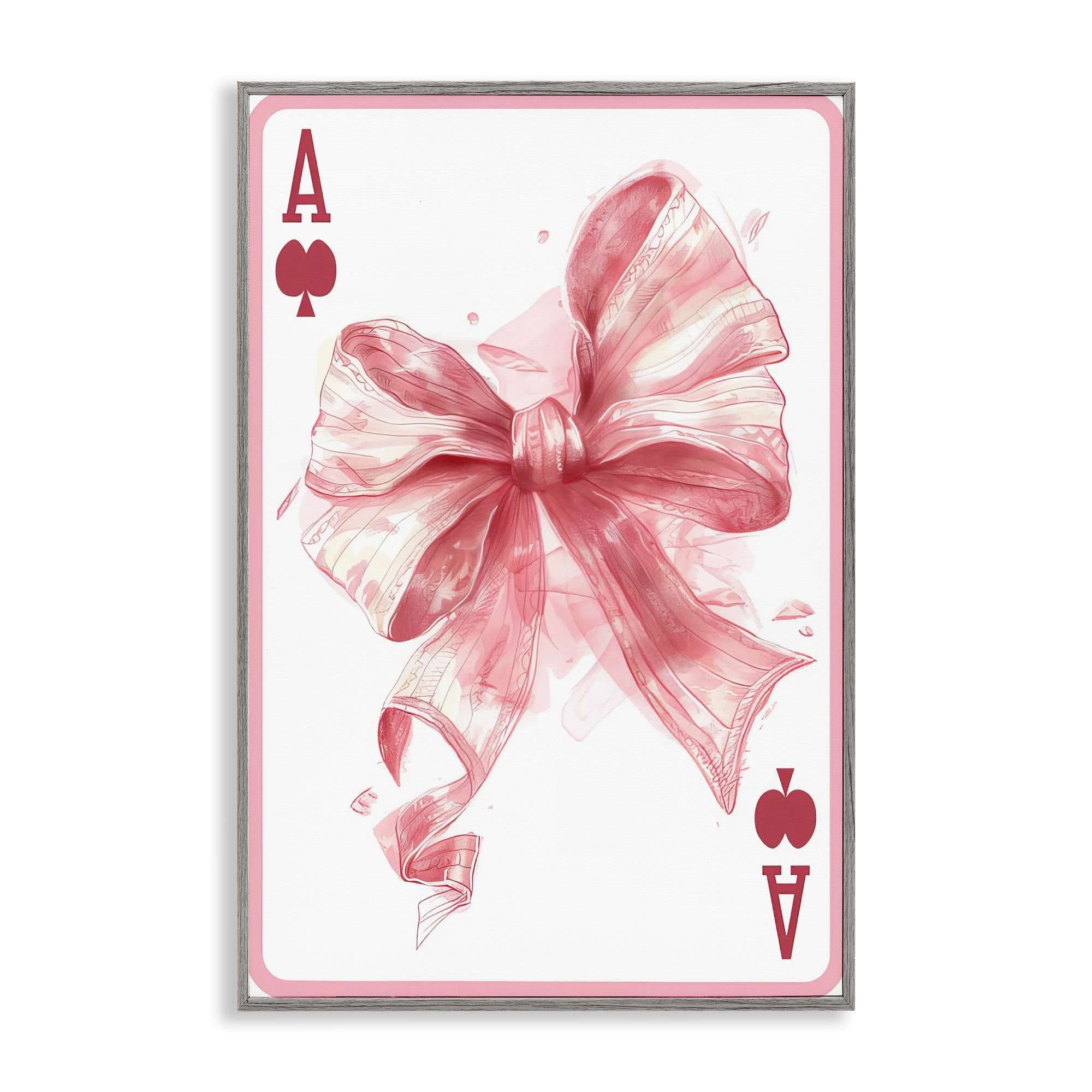 Stupell Industries BT-675-GFF-16X24 Pastel Bow Playing Card Gray Framed Giclee Art By LSR Design Studio 16 x 24