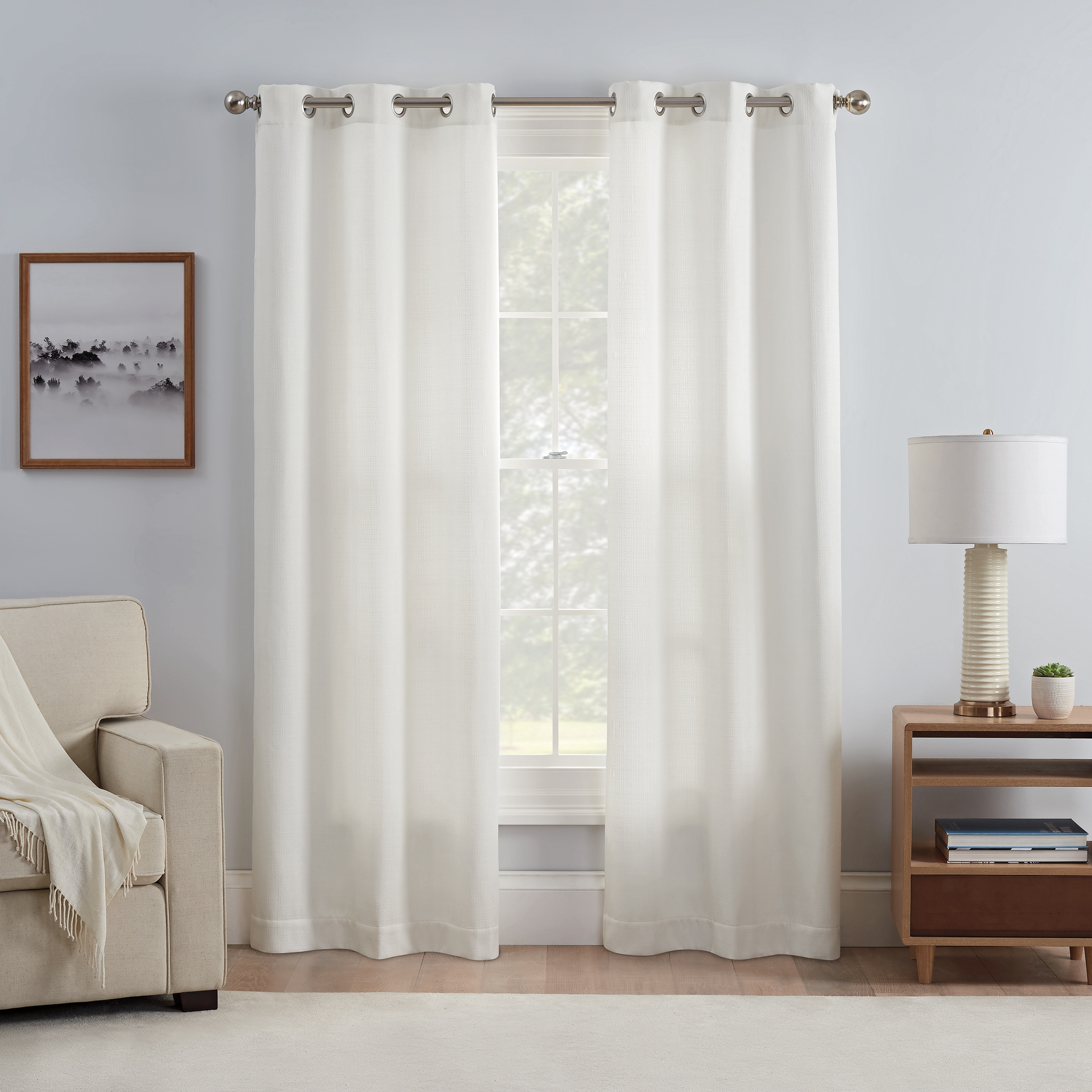 Eclipse 22716800862 63-Inches White Blackout Standard lined Grommet Curtain panel pair