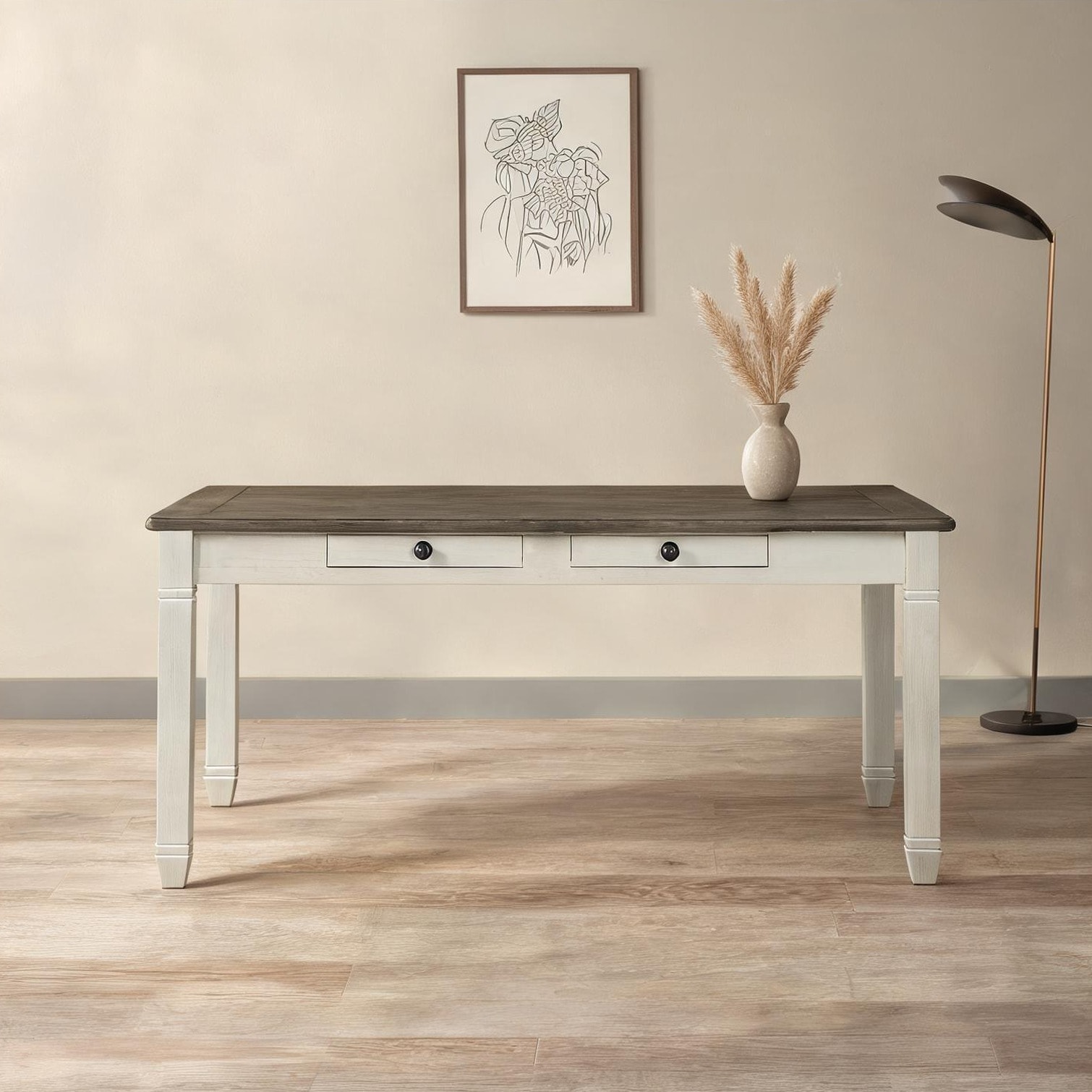 Naturefalls Rectangular Dining Table for 6 with 6 Storage Drawers Oak ...
