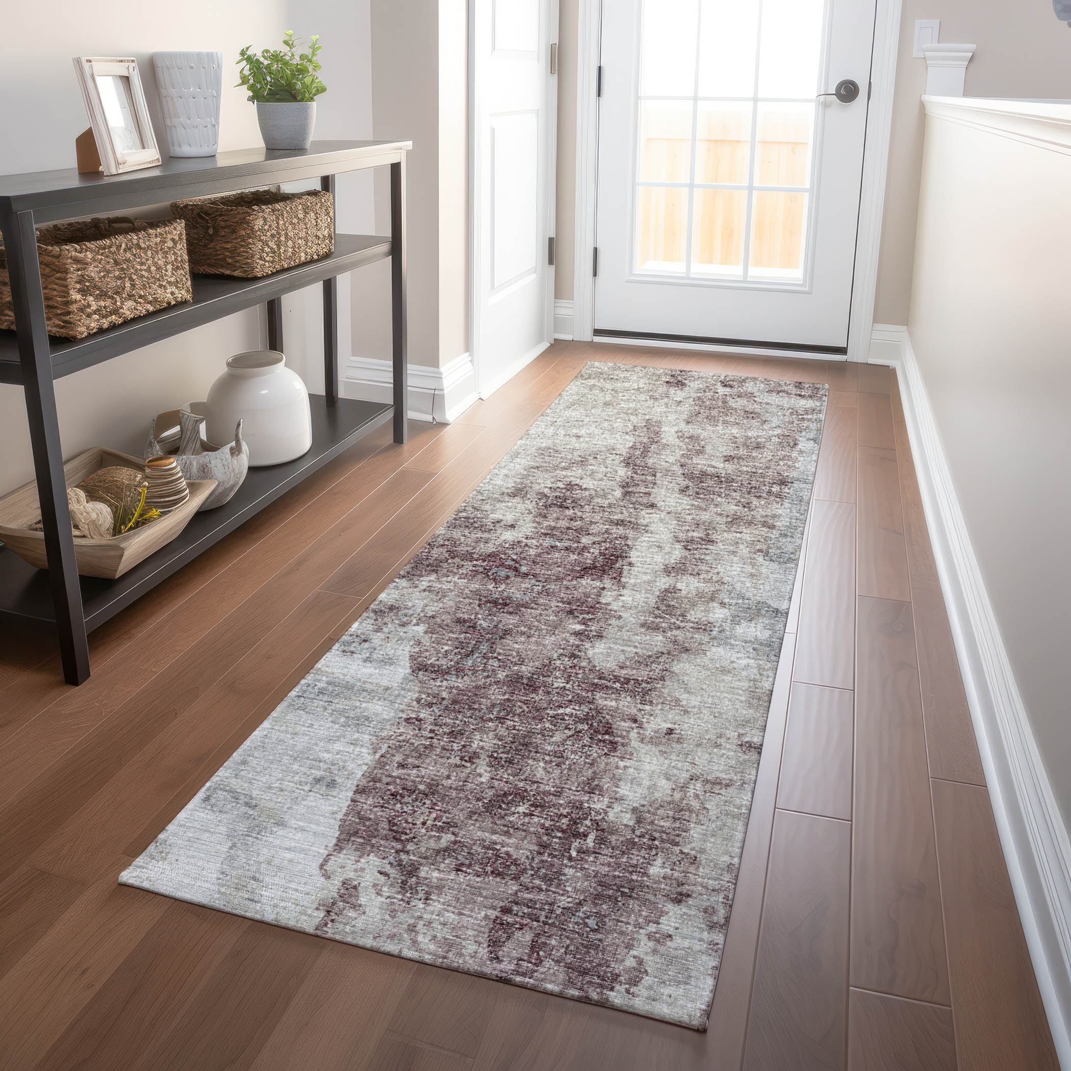 Addison Rugs AMF68PL2X8 Mayfield AMF68PL 2 x 7 (ft) Loomed Polyester Plum Rectangular Indoor Abstract Machine washable Runner rug