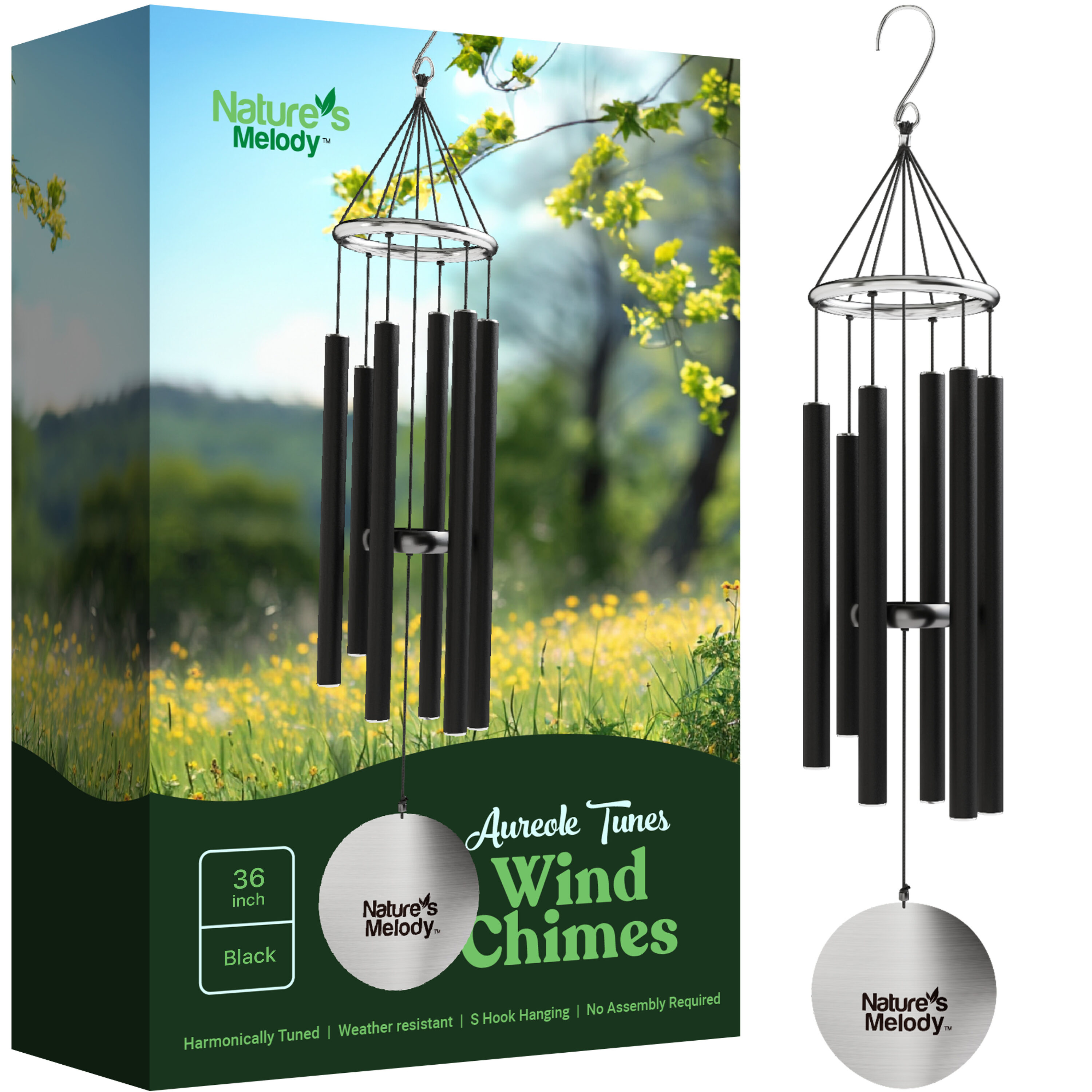 Nature's Melody NTM-AT36BK Black Metal Casual Decor set