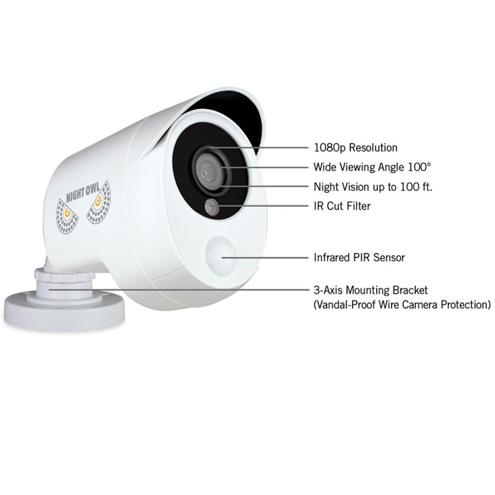 Night Owl Outdoor 4-Camera Wired Plug-in 1Tb Hard Drive Security Camera ...