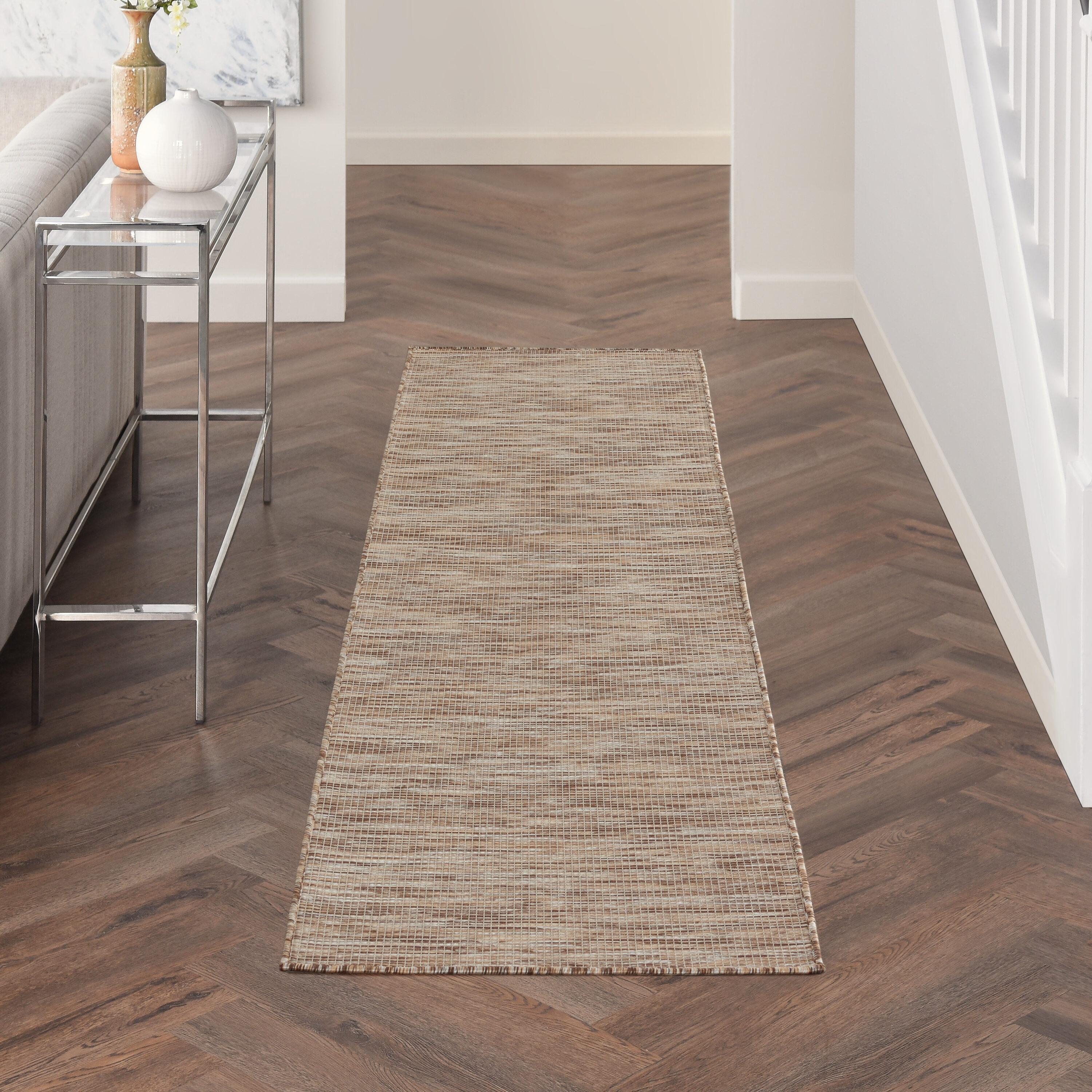 Nourison 99446791382 Positano 2 x 8 (ft) Loomed Polypropylene Beige Rectangular Indoor/Outdoor Solid Runner rug