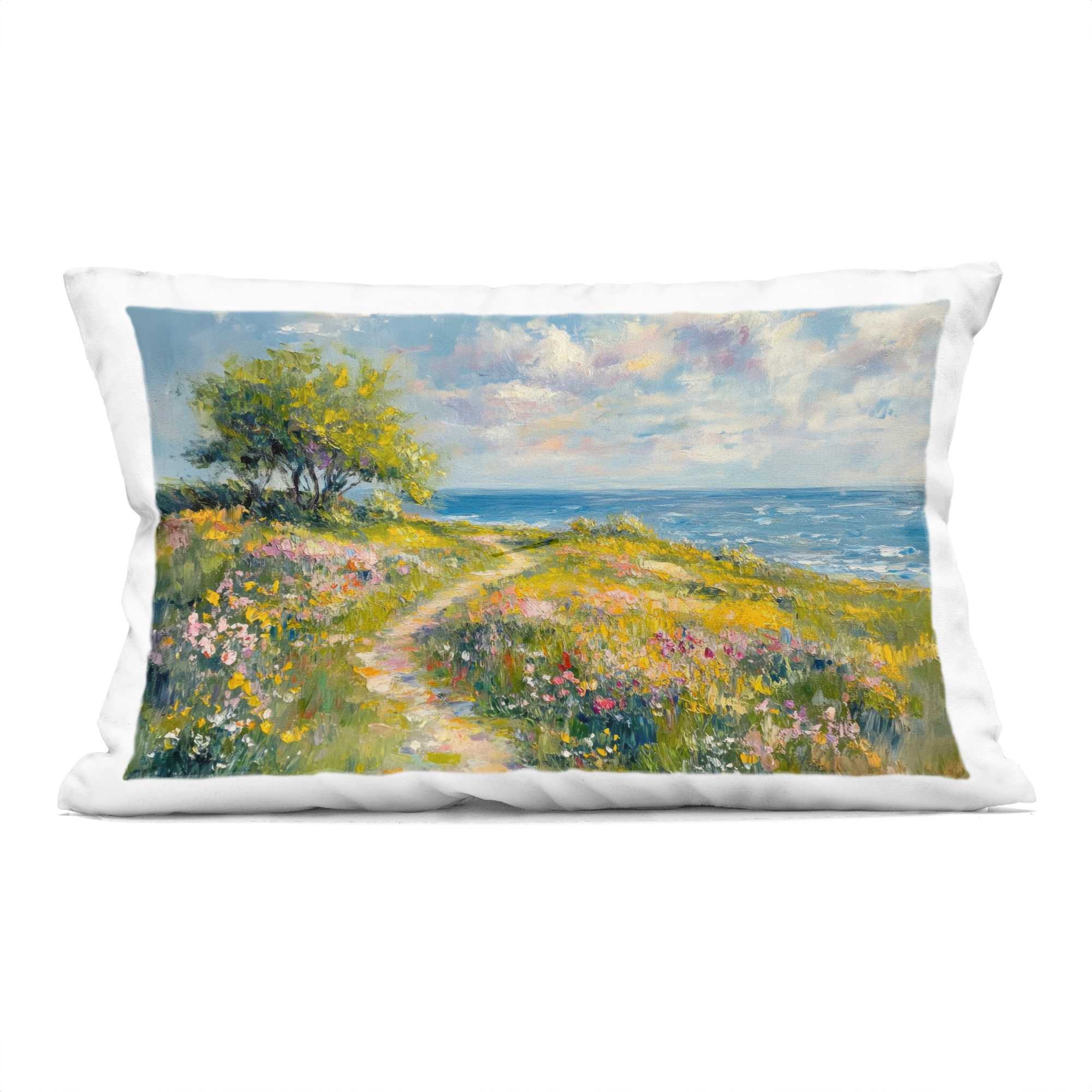 Stupell Industries PLQ-001-RCW-14X20 Colorful Coastal Path Decorative Printed Throw Pillow design by Petal Prints Design 14 x 20