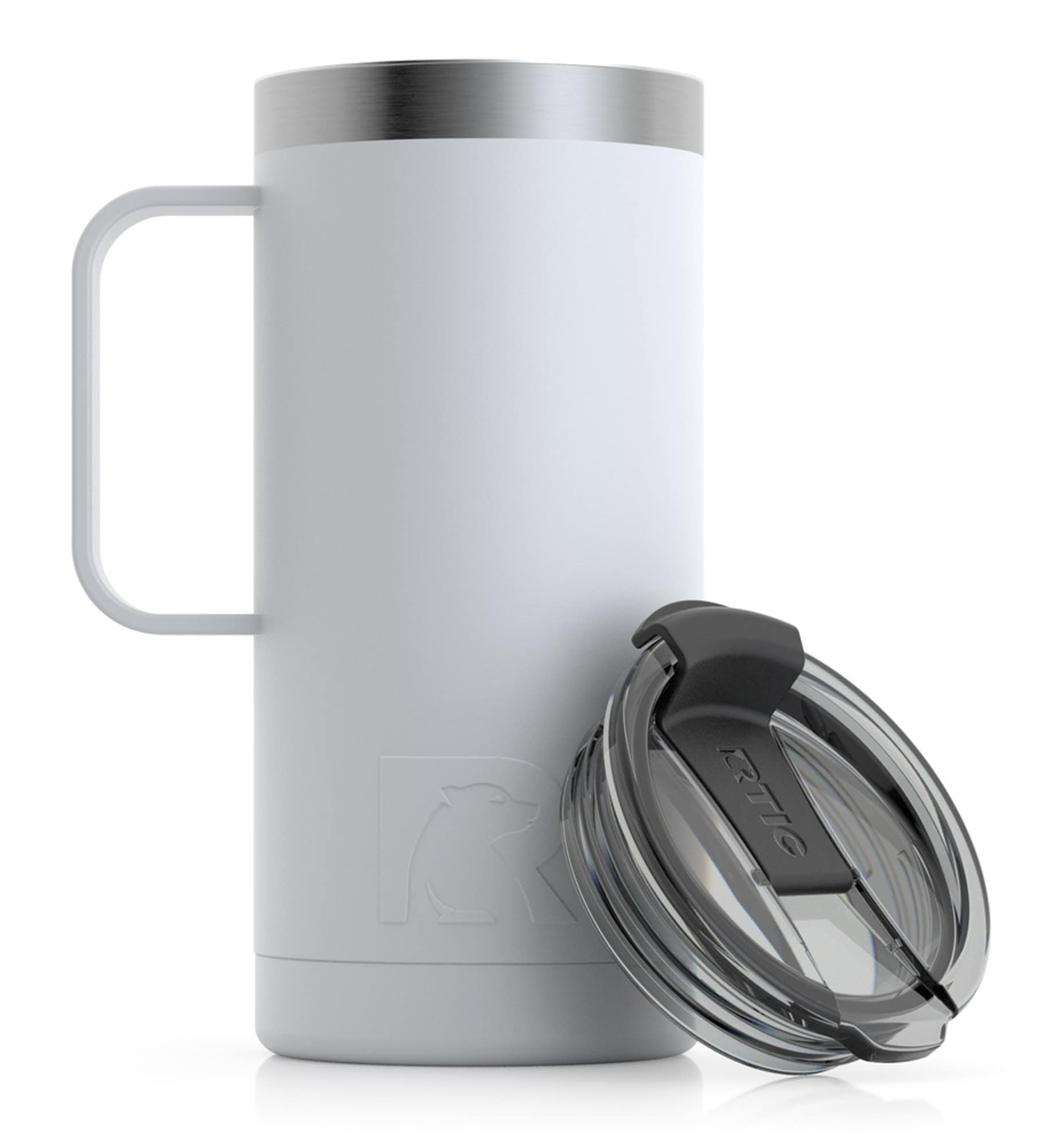 16 OZ STAINLESS STEEL TUMBLER WITH HANDLE - WHITE