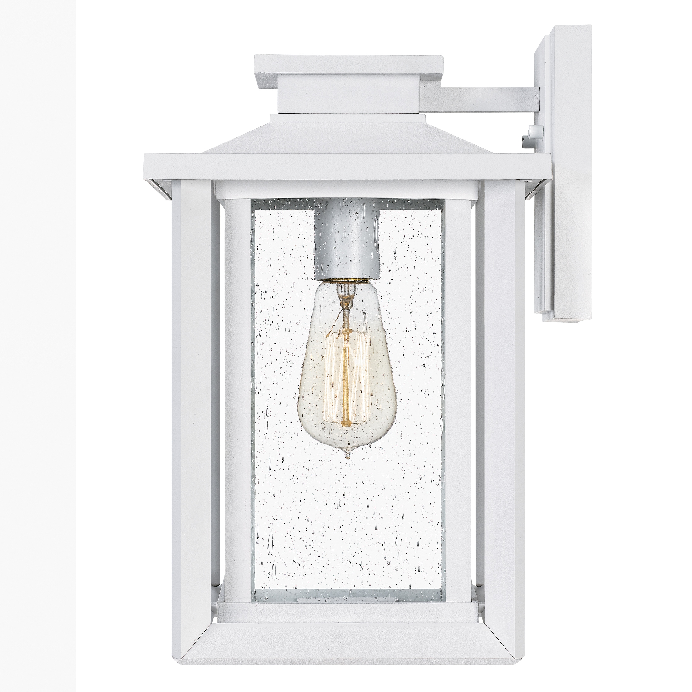 White Coastal Armour Outdoor Wall Lantern with Clear Seedy Glass