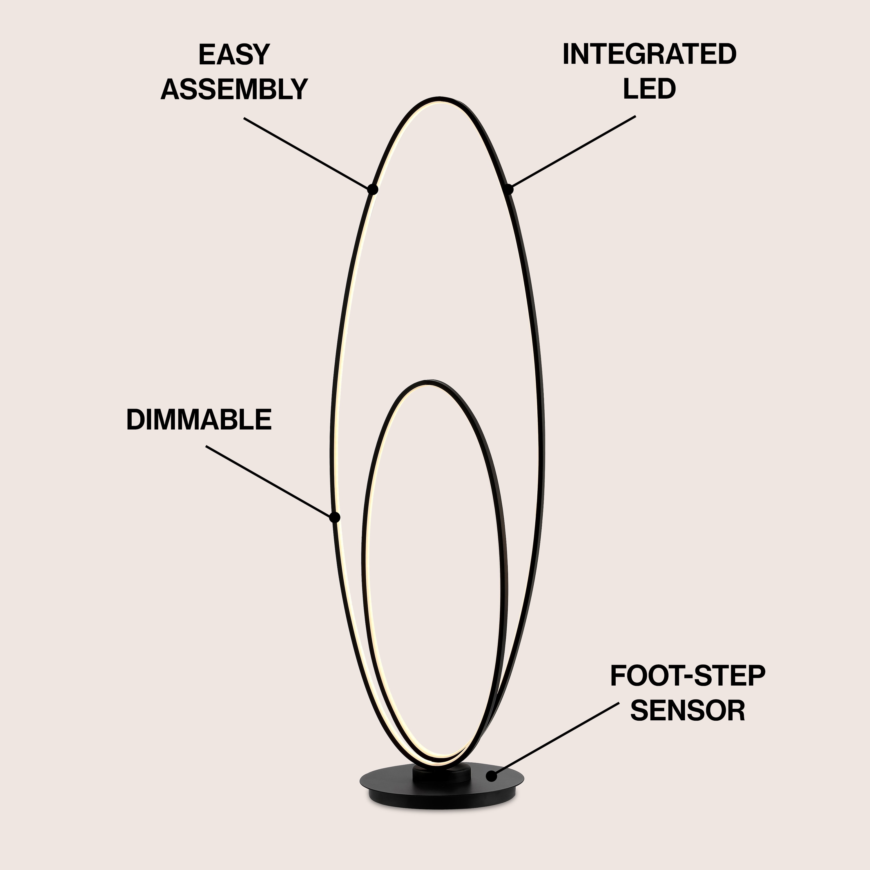 Black Arc Dimmable LED Floor Lamp