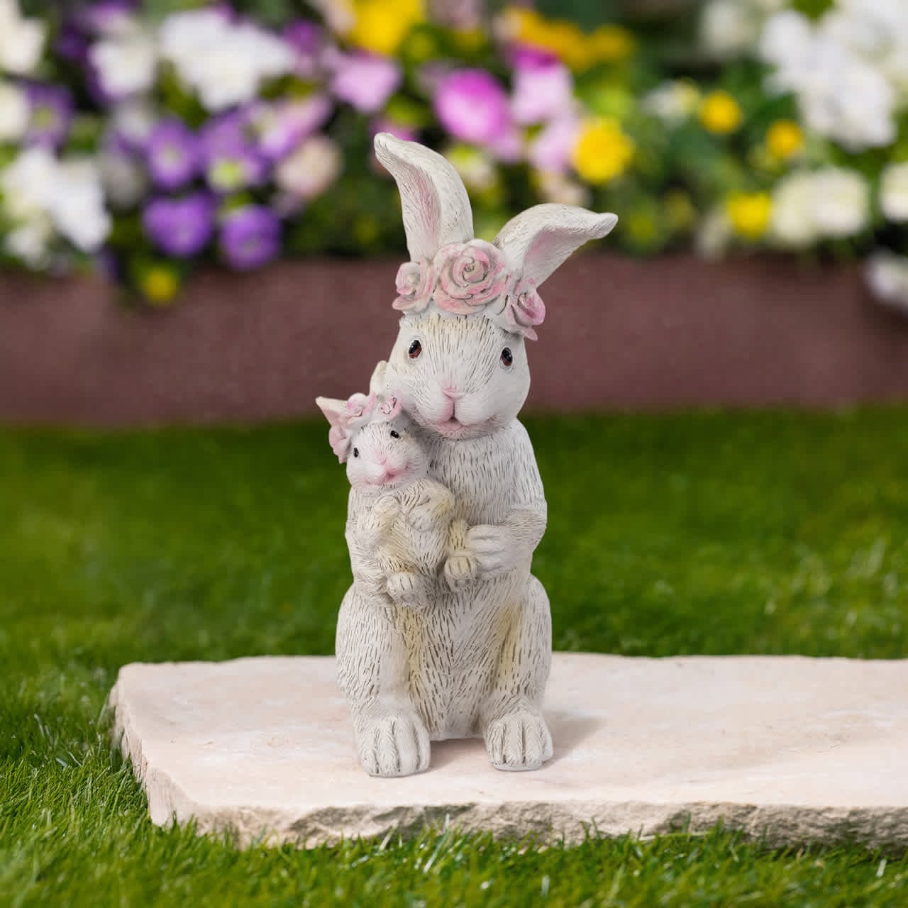 Northlight - Mother and Baby Bunny Outdoor Garden Easter Statue - 9.25 inch