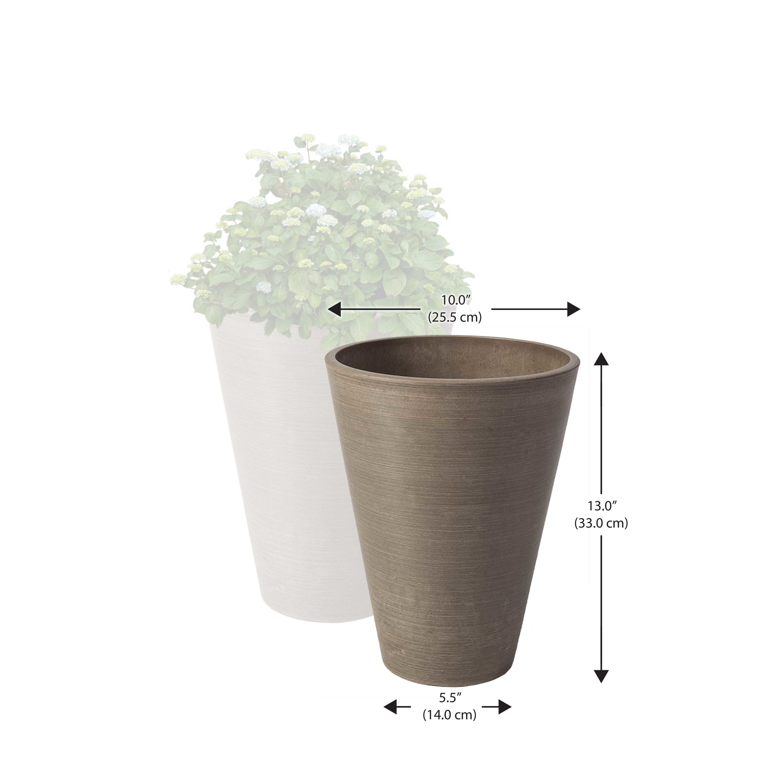 Taupe Composite Resin Round Taper Planters, 10-Inch Diameter, 2-Pack