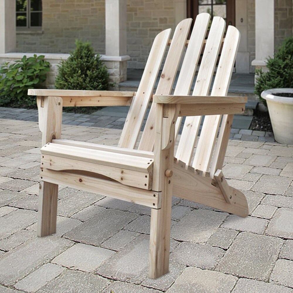 Shine Company Marina Natural Wood Frame Stationary Adirondack Chair ...