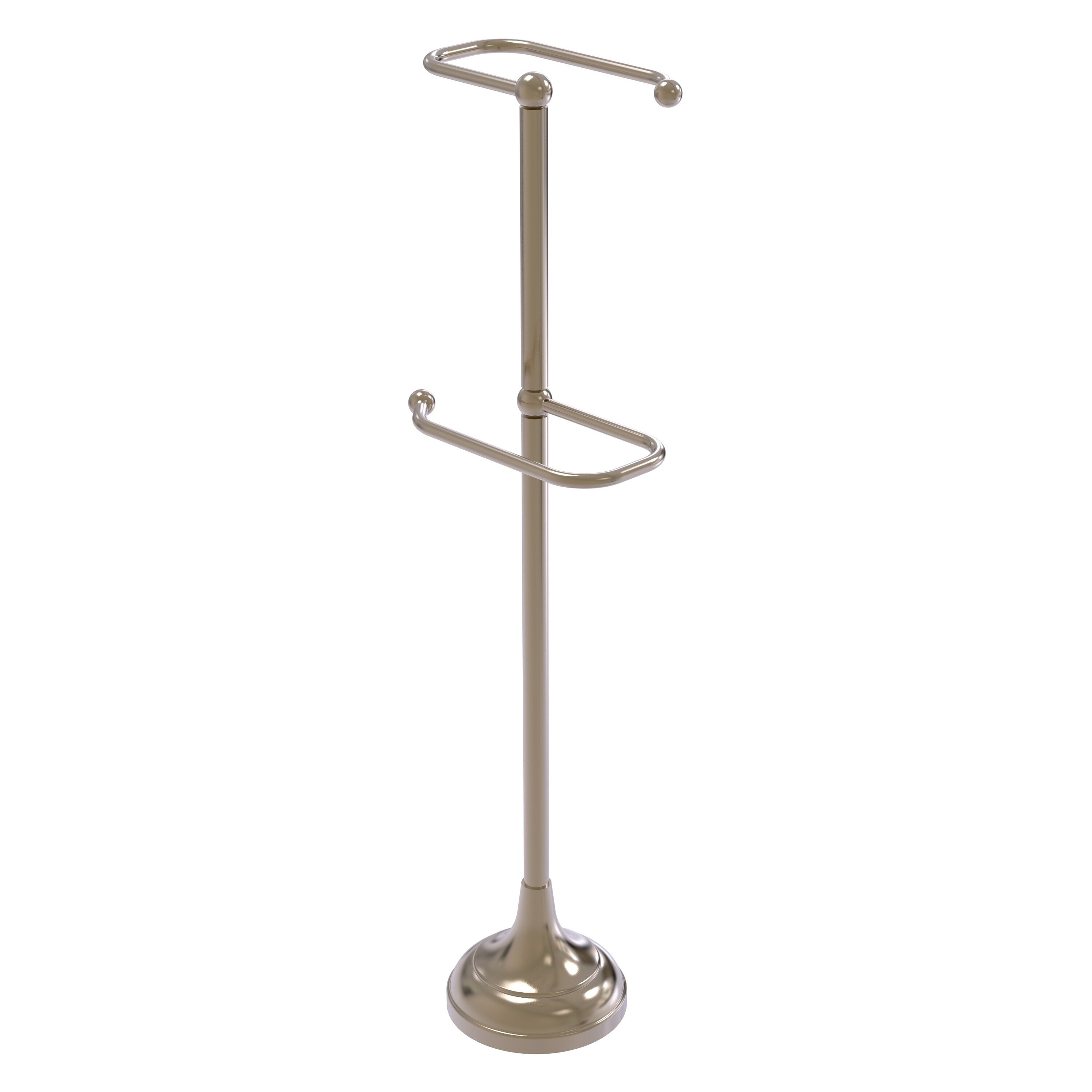 Allied Brass TS-29-PEW Antique Pewter Freestanding Single post Toilet Paper Holder 2 -Rolls with Storage