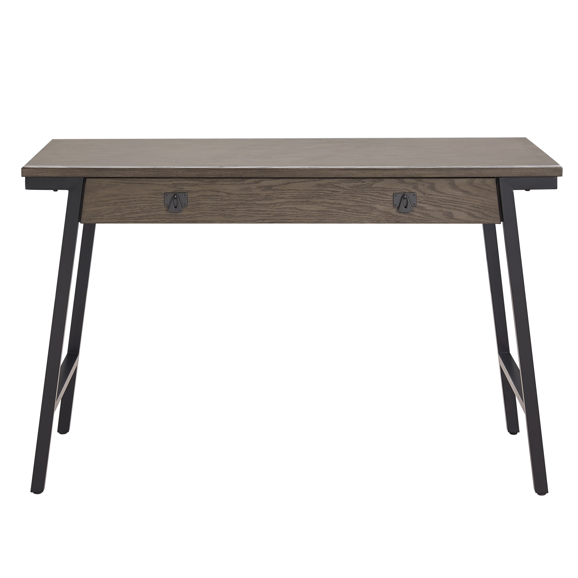 Empiria Medium Gray and Matte Black Poplar Wood Desk with Keyboard Tray