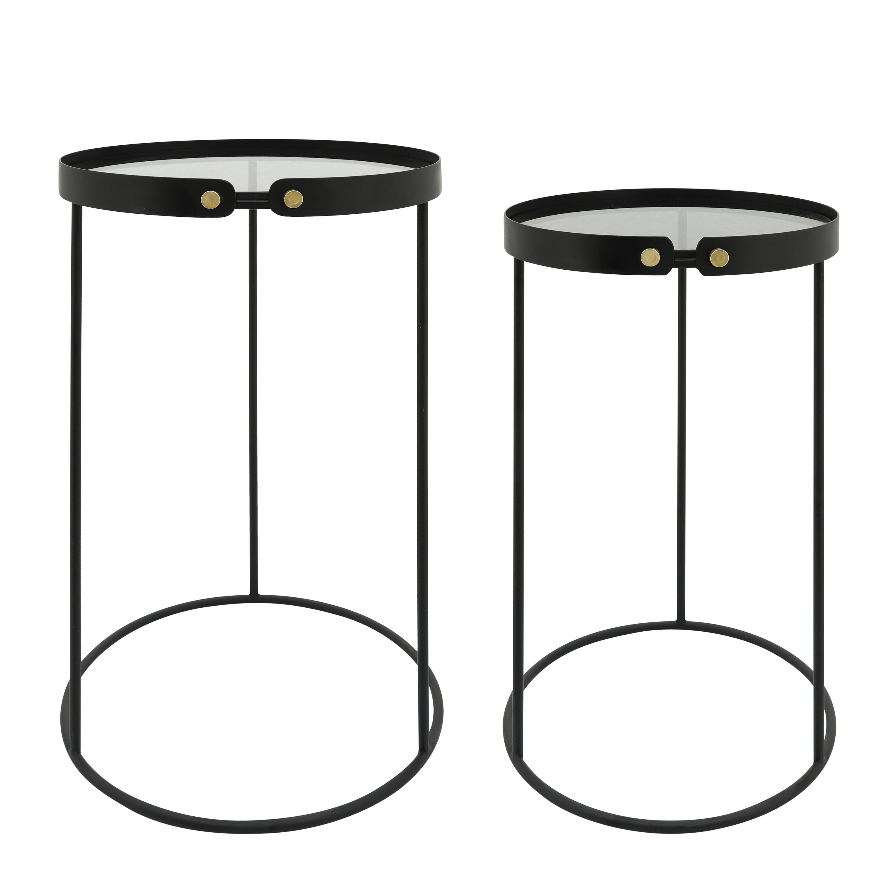 Sagebrook Home 16533 15-in W x 23-in H Black Glass Round Modern End Table Assembly Required
