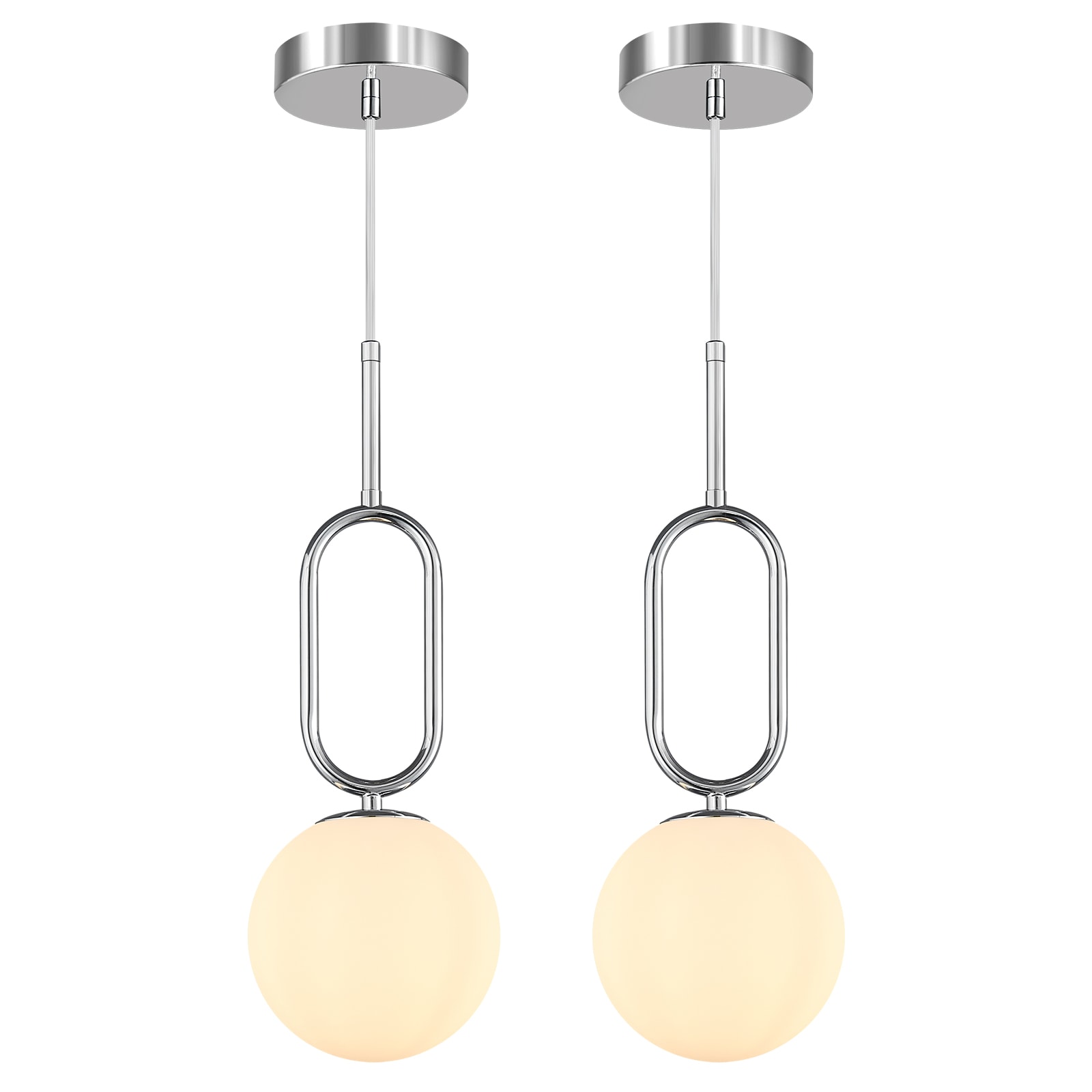 ZHLLMQ - Modern 5.51 in 1-Light 2 Pack Minimalist Chrome Oval Frame Milk Globe Glass Hardwired Ad...