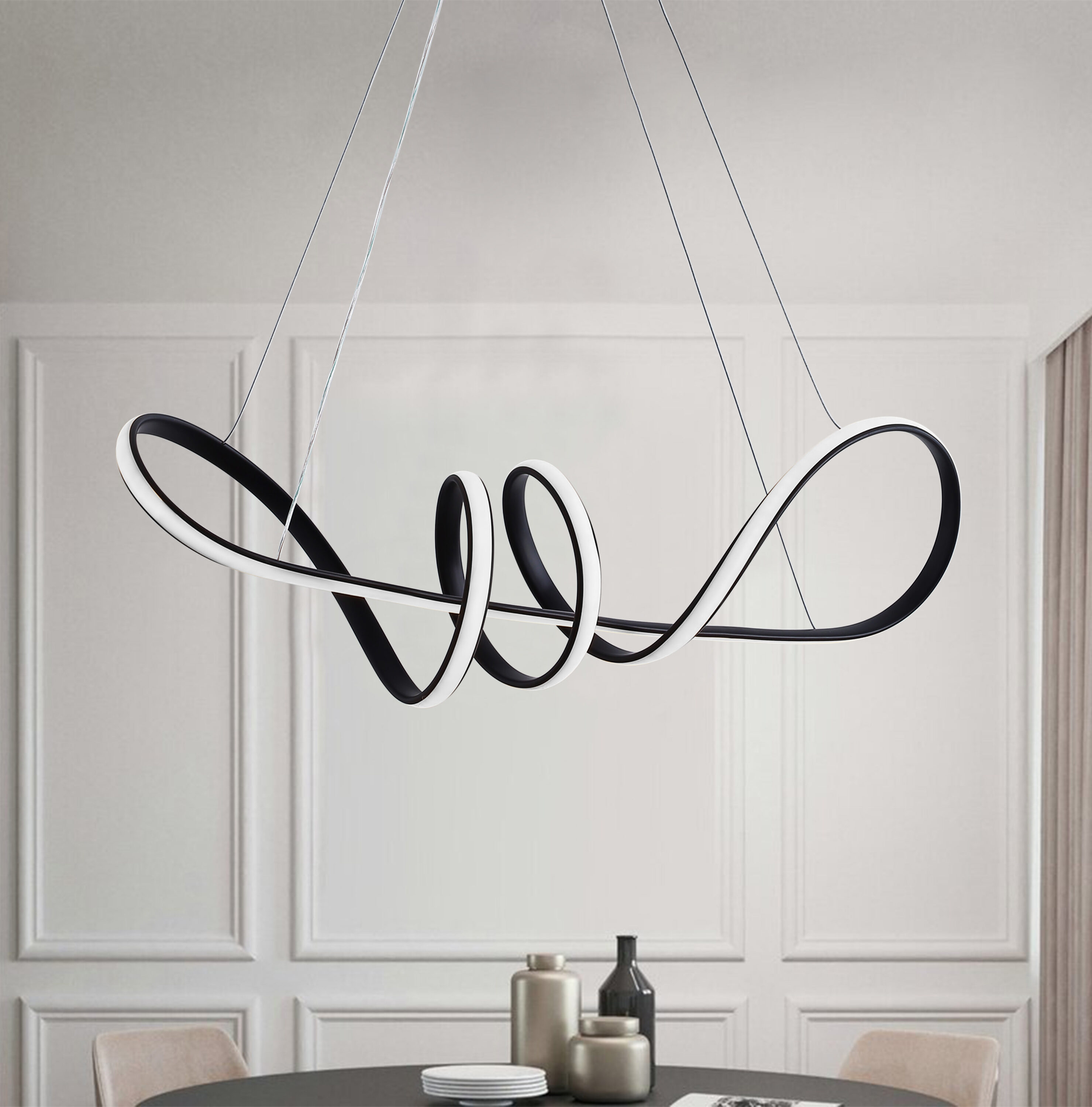 Modern Black and White LED Pendant Light Fixture
