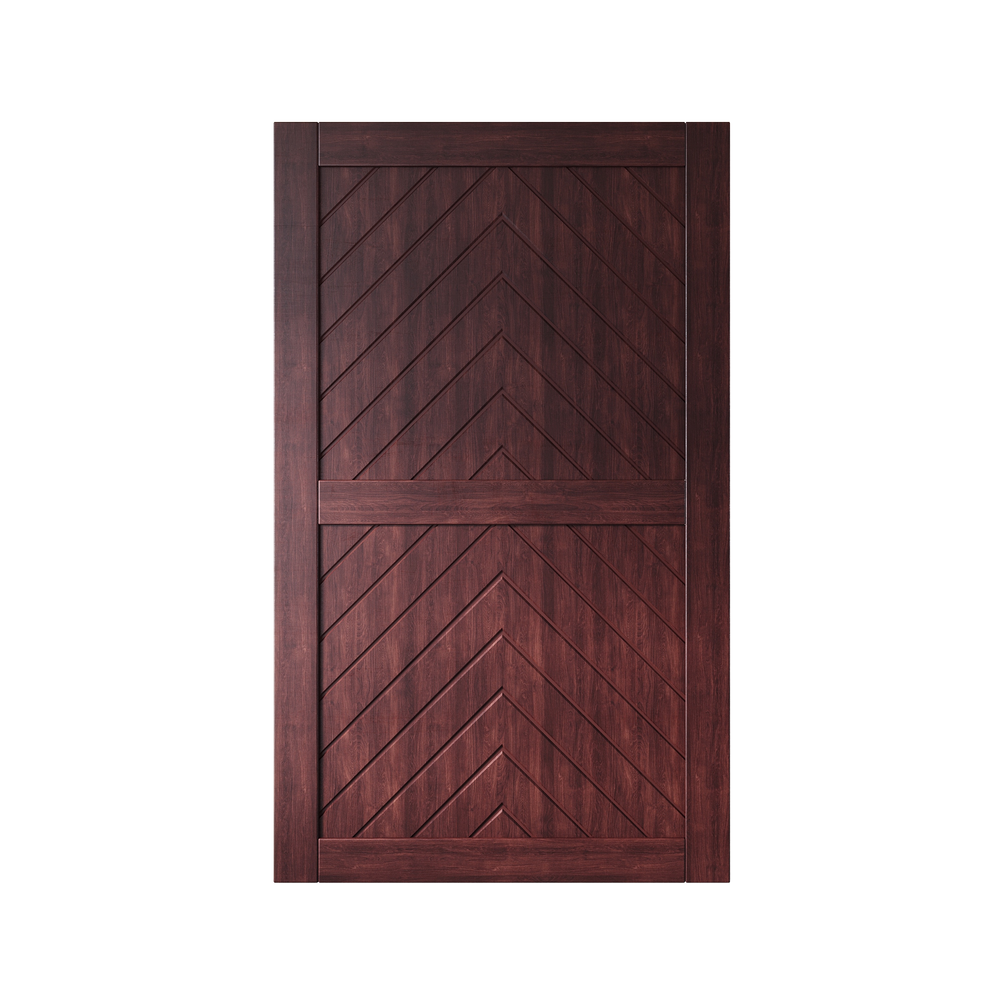 HOMACER JT1-4880-RD 48-in x 80-in Red Mahogany Herringbone Pine Wood Solid core Single Barn Door (Hardware Not Included)