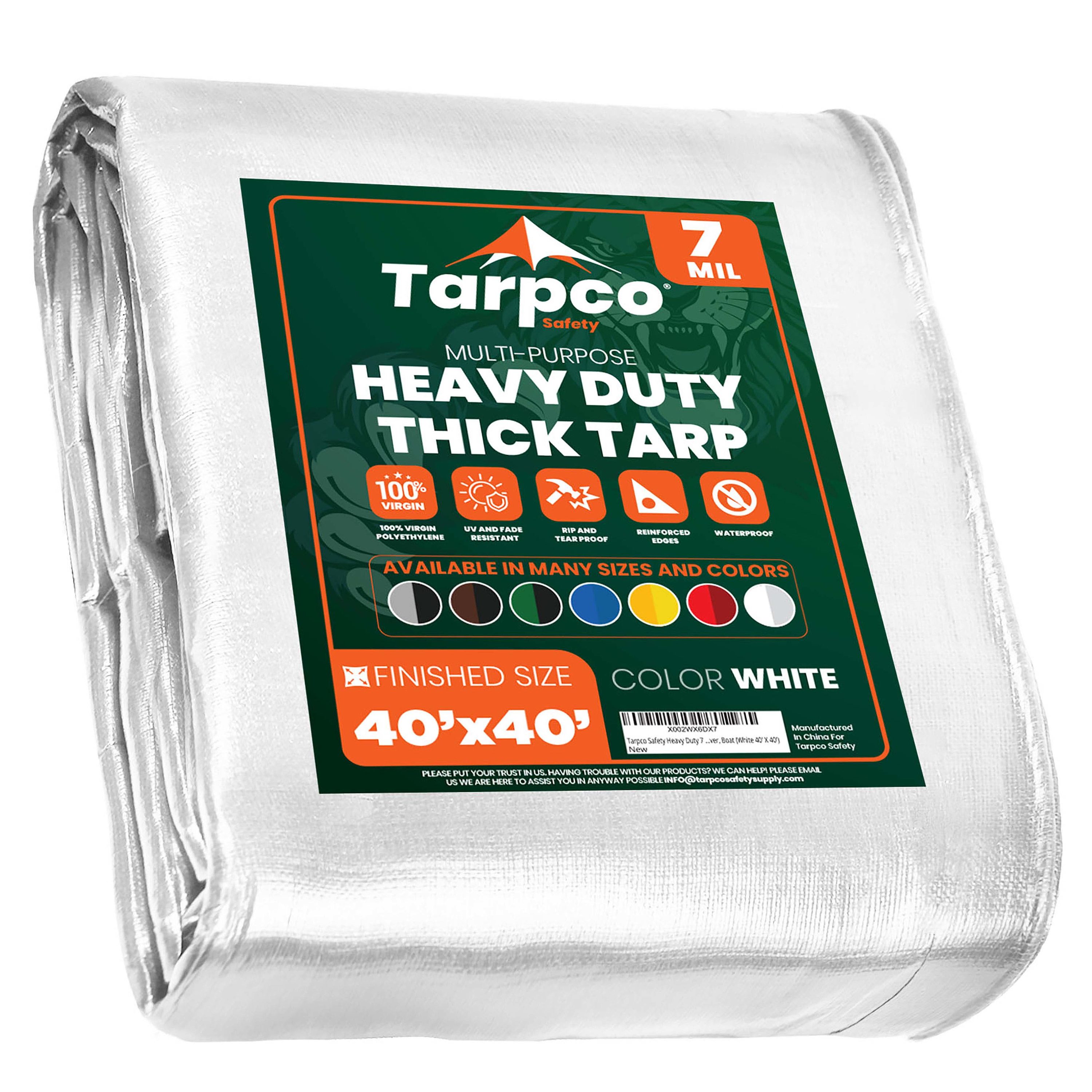 Tarpco Safety TS-204-40X40 40-ft x 40-ft White Waterproof Commercial Polyethylene 7-Mils Tarp