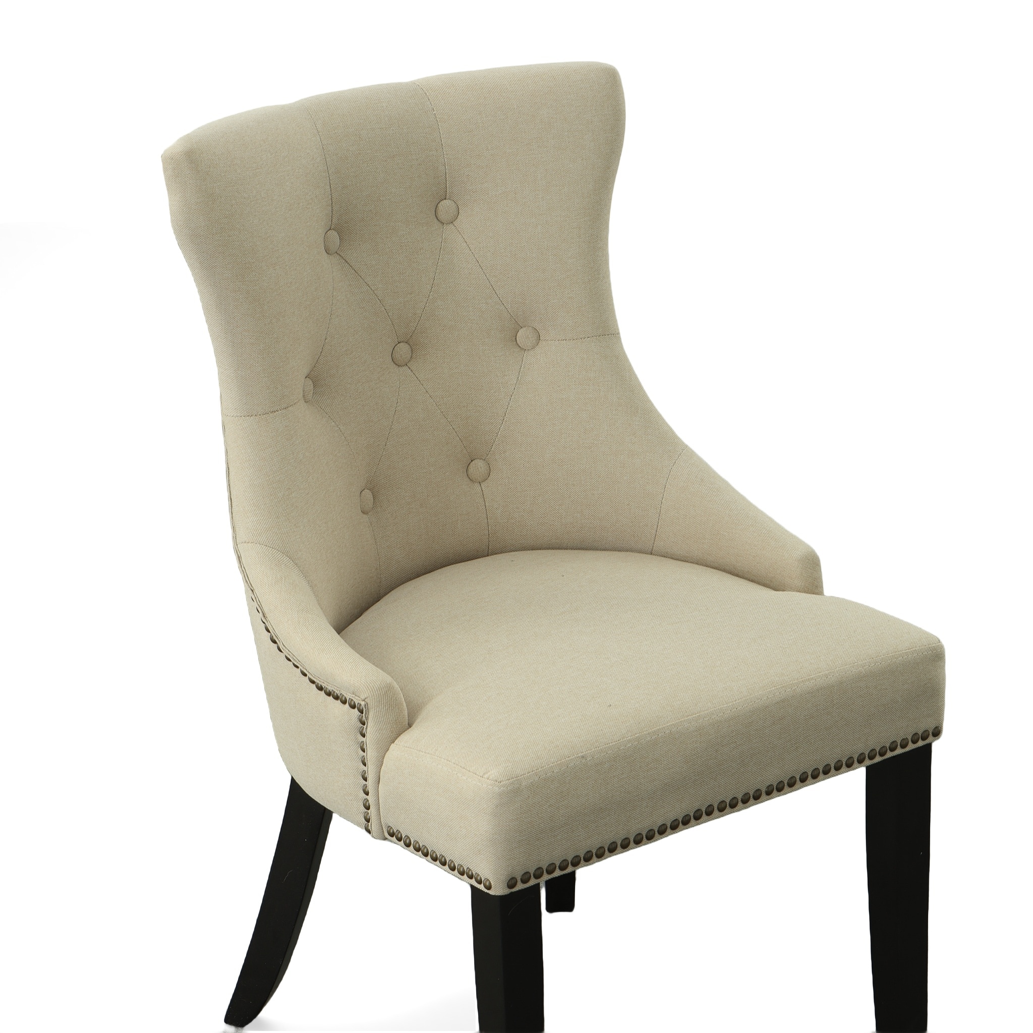 Julia Espresso Cream Linen High-Back Upholstered Side Chair