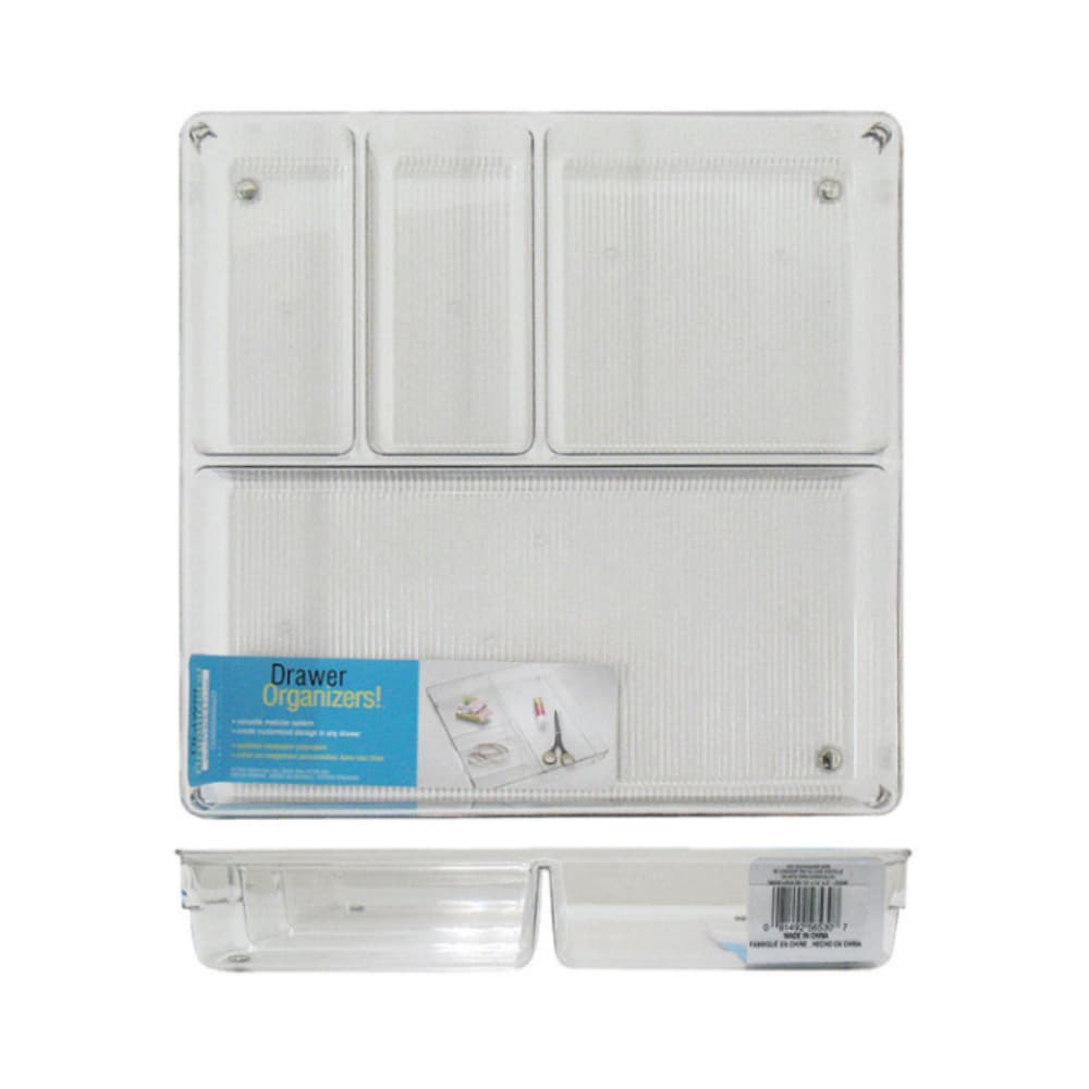 iDesign  Linus Clear Plastic Drawer Organizer 2 in H x 12 in W x 12 in D 4 Compartments