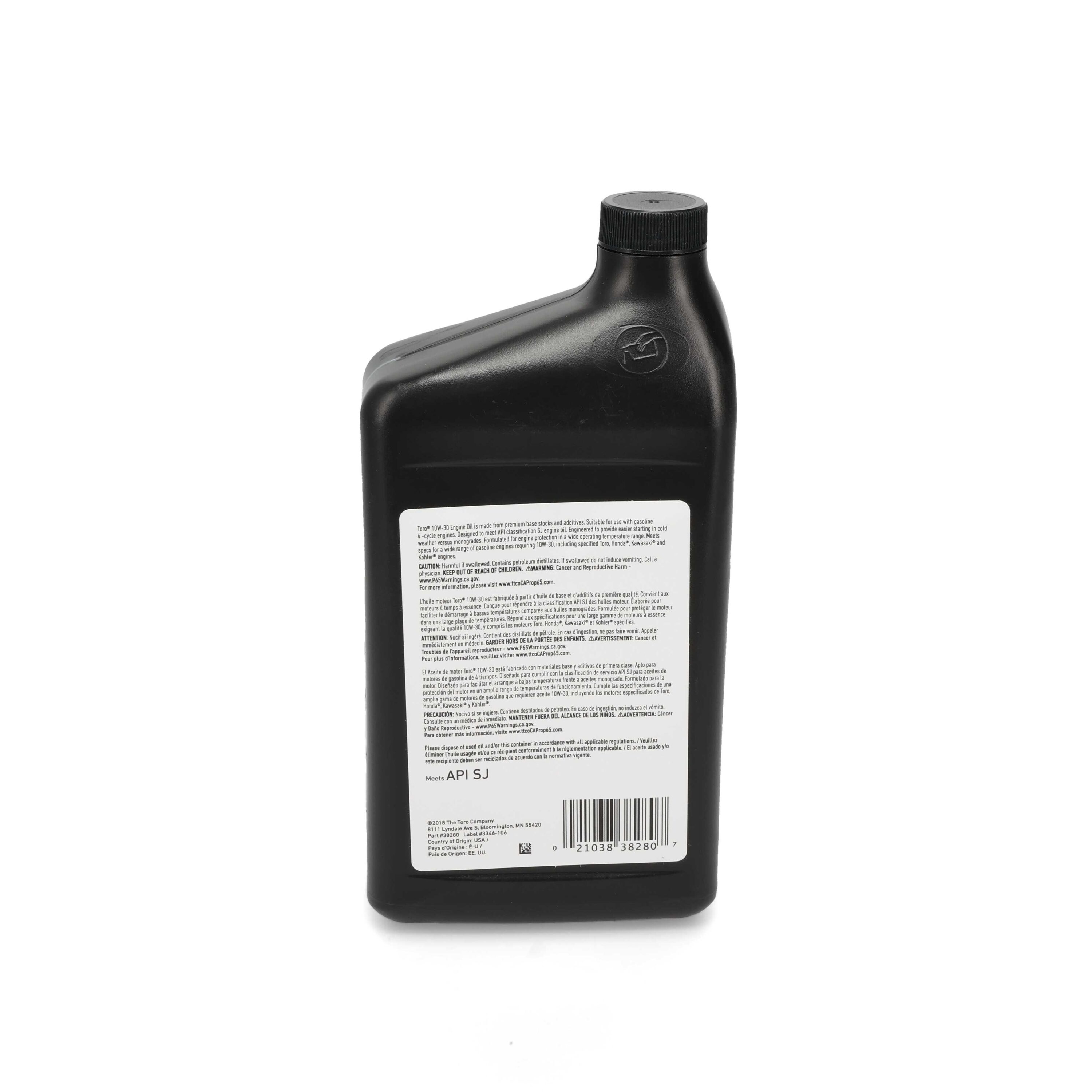 Toro 32oz 4cycle Engines 10w30 Conventional Engine Oil in the Engine