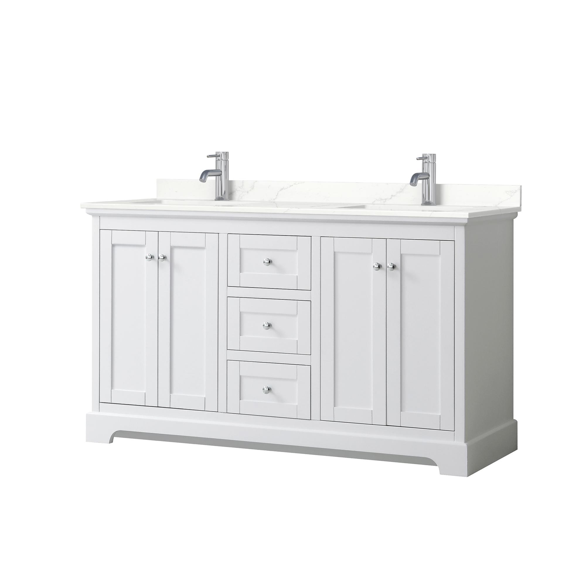 Wyndham Collection Avery 60-in White Undermount Double Sink Bathroom Vanity with Giotto Quartz Quartz Top