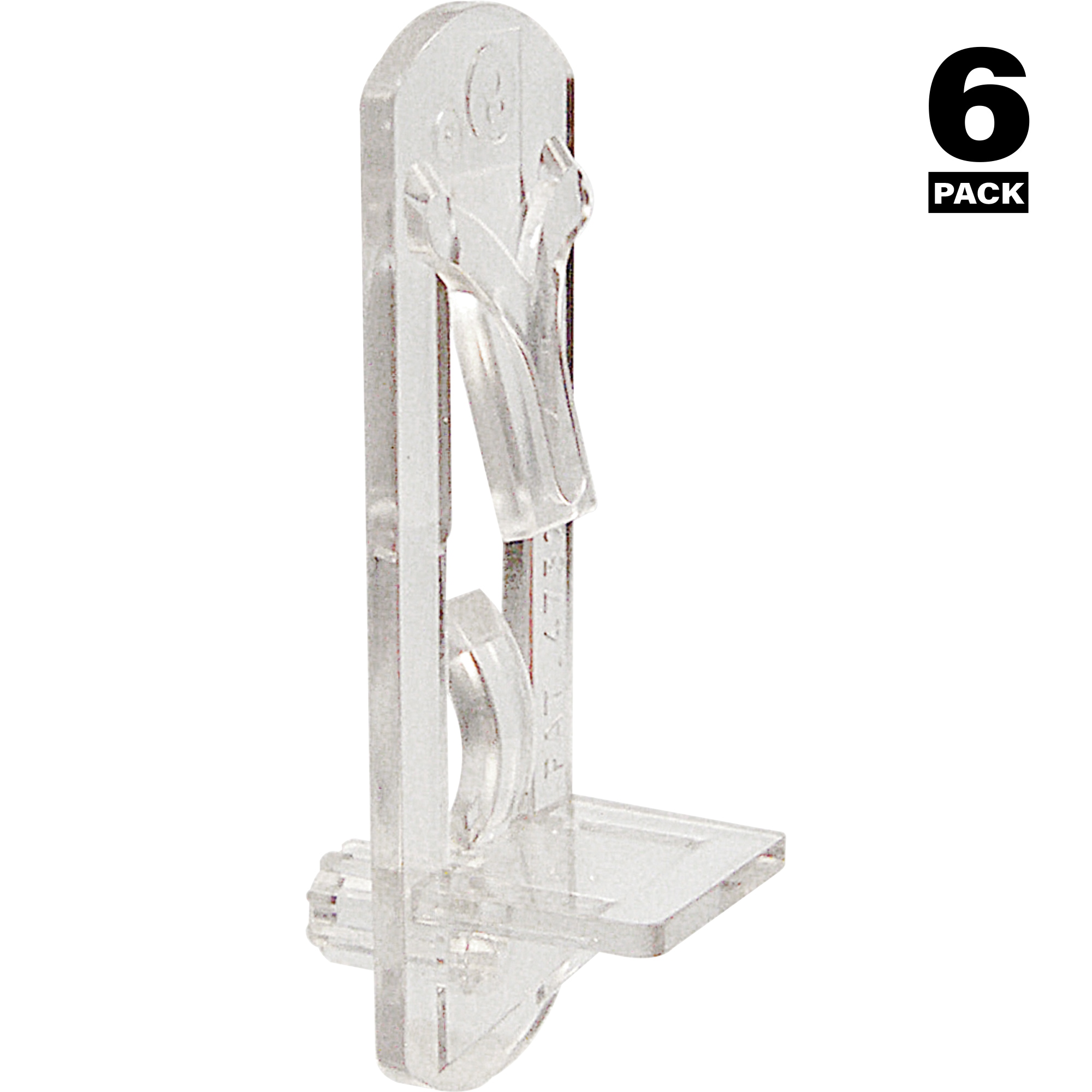 Clear Plastic Self-Locking Shelf Support Pegs, Set of 6