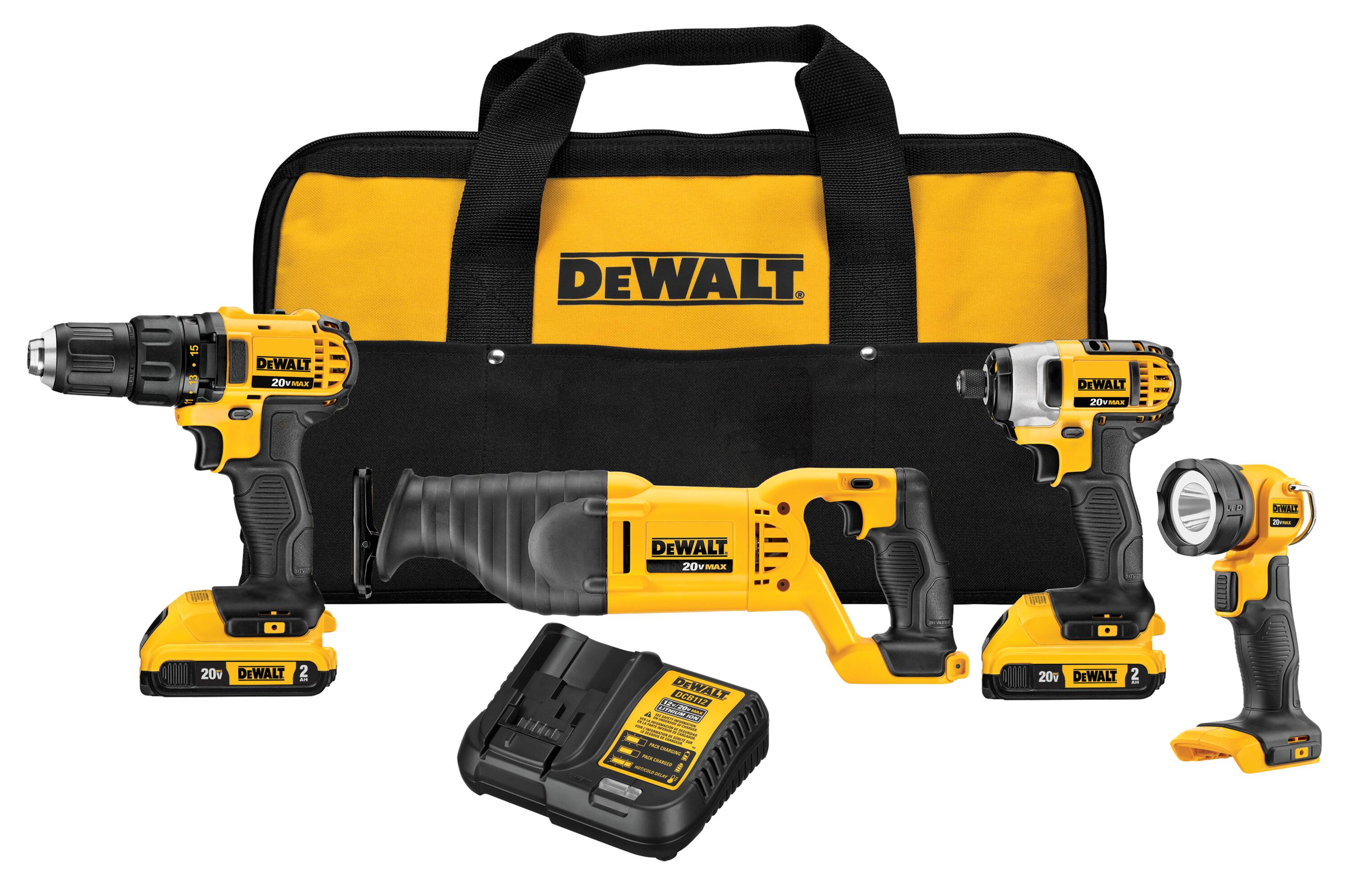 DEWALT DCK420D2 4-Tool 20-Volt Max Power Tool Combo Kit with Soft Case (2-Batteries and charger Included)