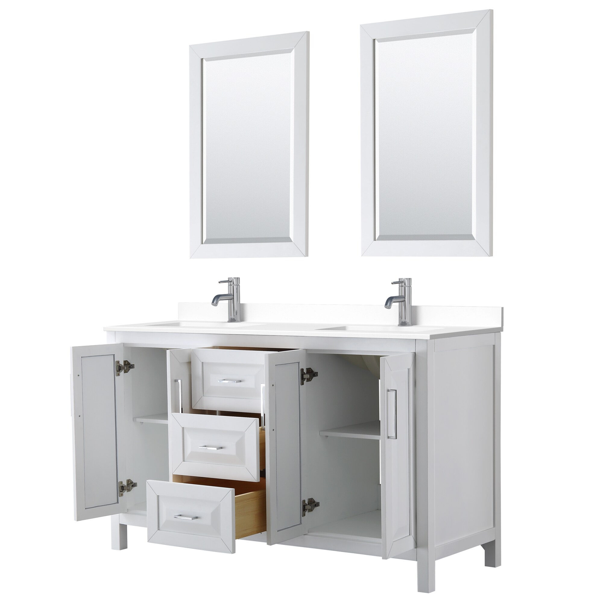Wyndham Collection Daria 60-in White with Polished Chrome Trim ...
