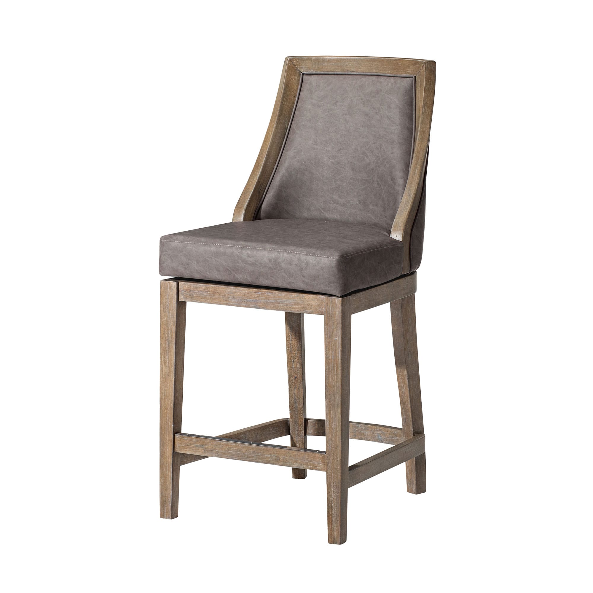 Maven Lane ML109121-PCS-RO 26in Vienna Counter Stool in Reclaimed Oak Finish with Ronan Stone Vegan Leather