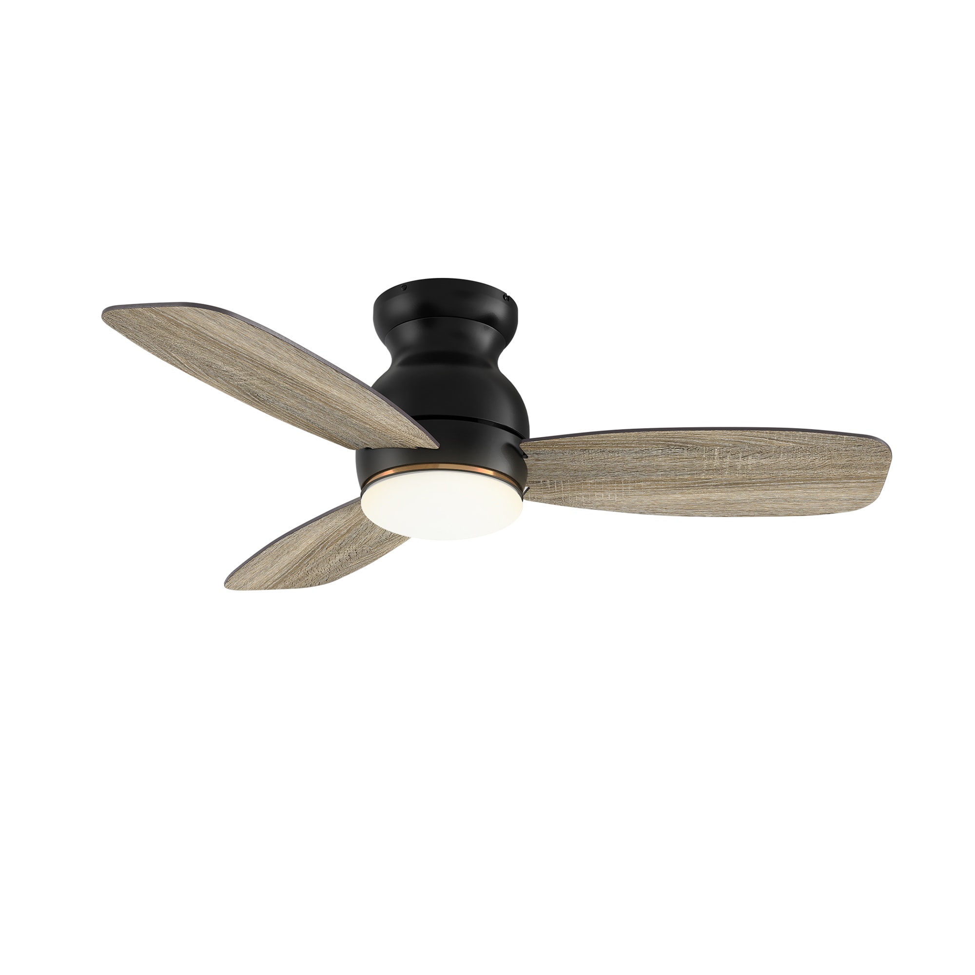 CARRO USA Trendsetter 44-in Black with Wooden/Walnut Blades Indoor/Outdoor Flush Mount Smart Ceiling Fan with Light and Remote (3-Blade) LS443Q-L12-BG-1 Sansujyuku sansujyuku.com