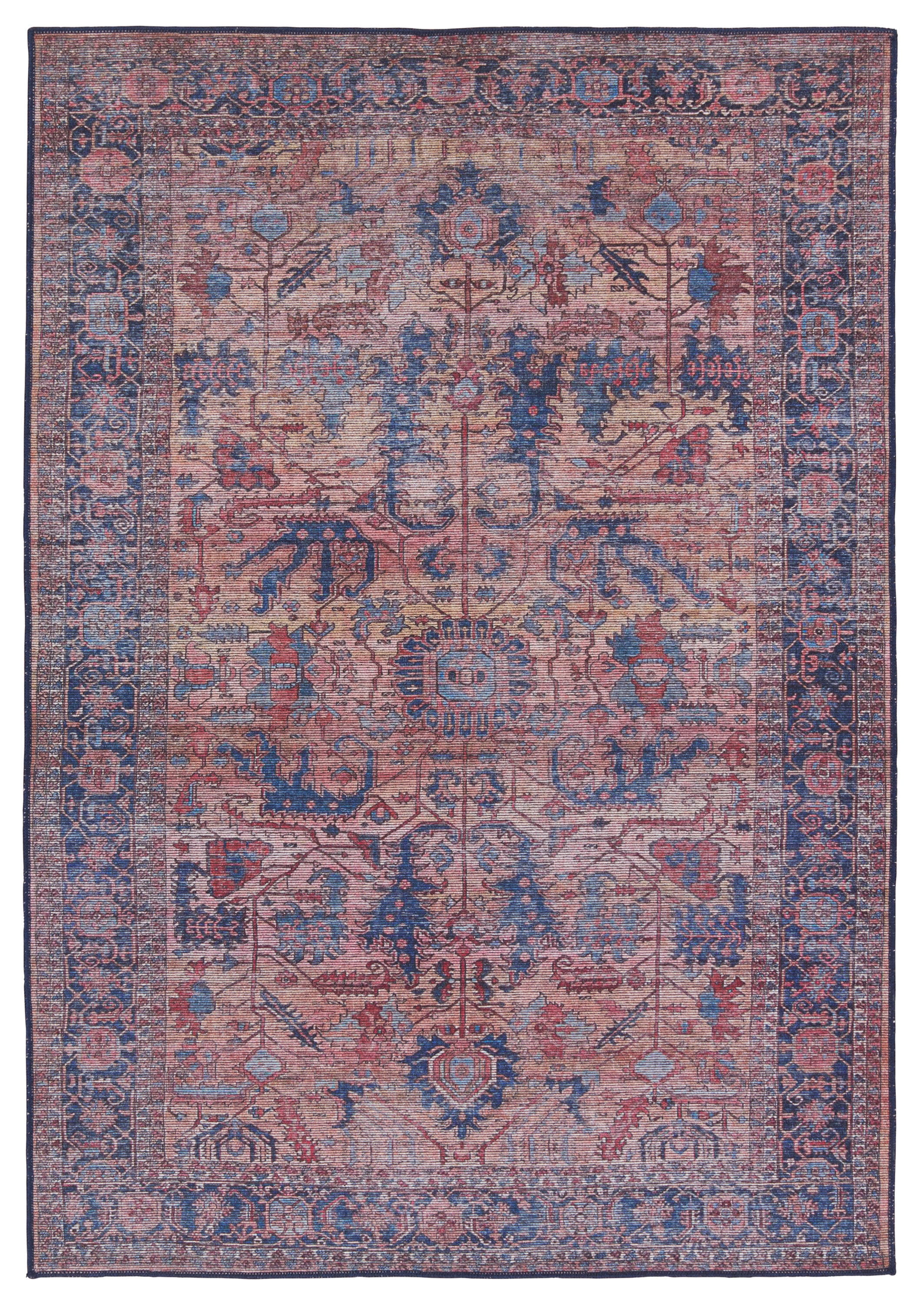 Chaplin Distressed Medallion 10' x 14' Blue and Beige Easy-Care Rug