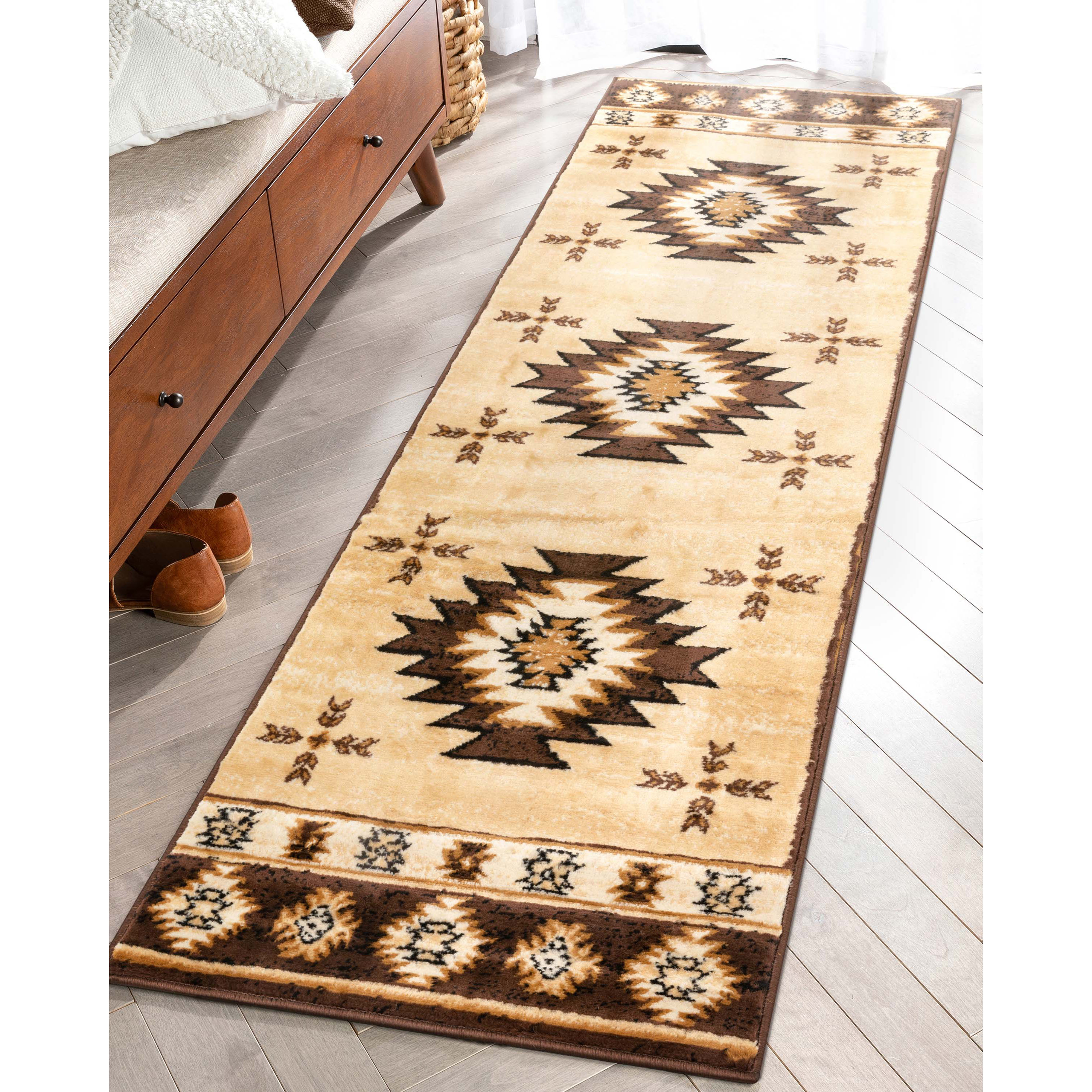 Well Woven DU-148-2 Dulcet 2 x 8 (ft) Loomed Polypropylene Brown Rectangular Indoor Tribal Southwestern Runner rug