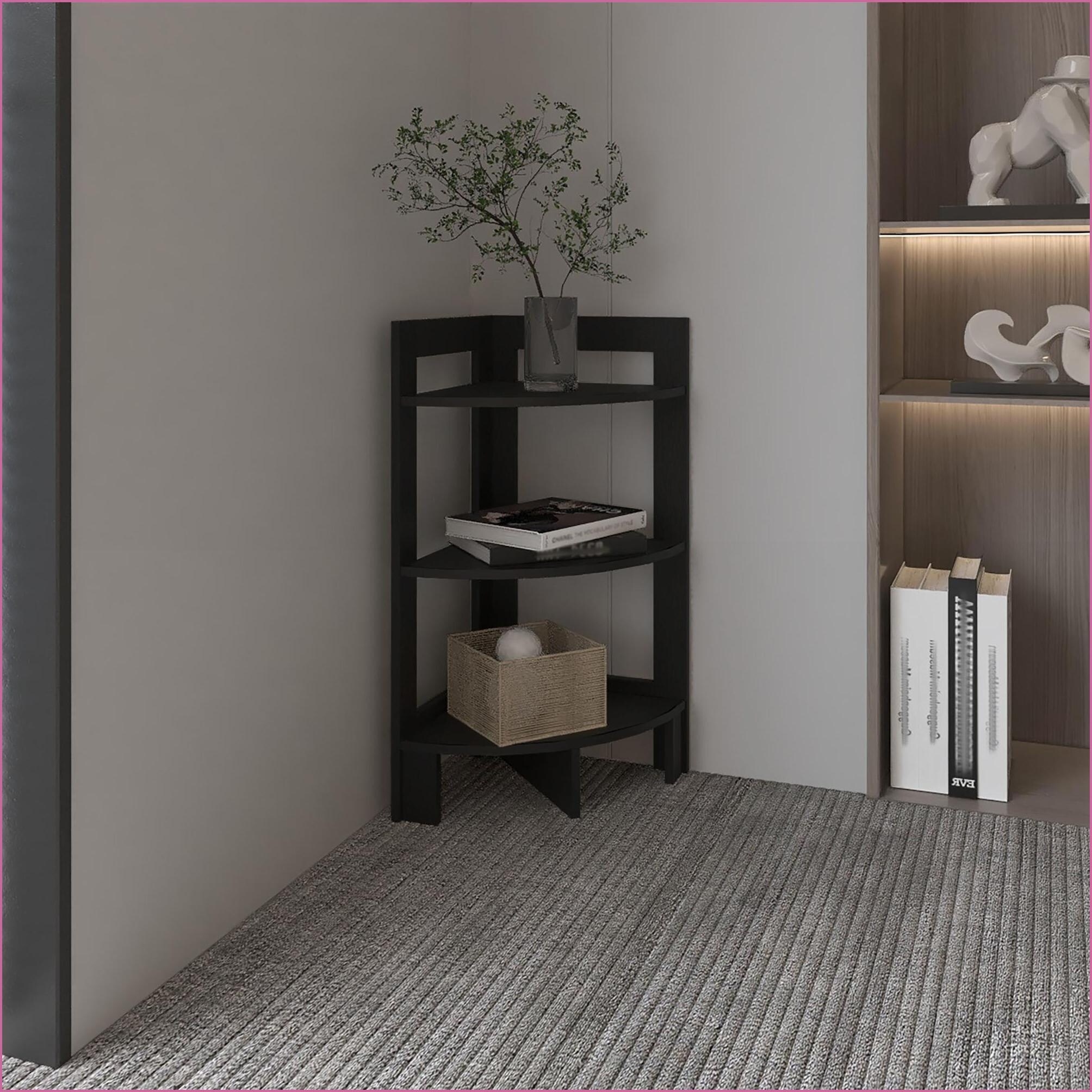 Watnature Space Saving Corner Coffee Table with 3 Tier Shelves amp Tray ...