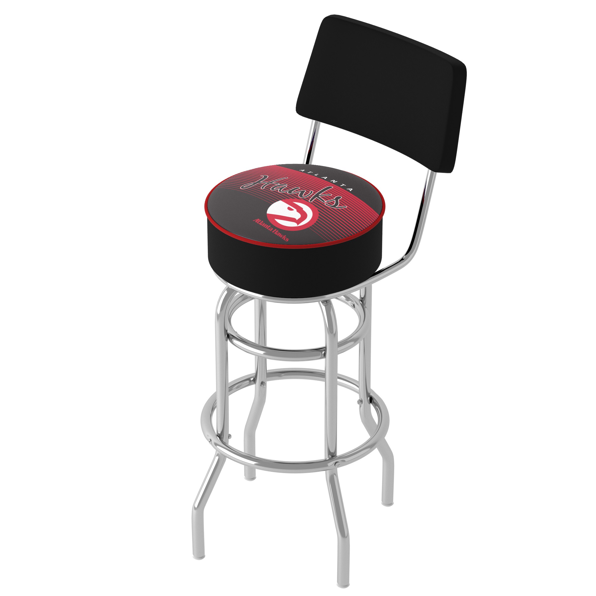 Trademark Gameroom NBA1100HC-AH-TWN Atlanta Hawks 31-in H Bar height (28-in to 33-in) Round Seat Upholstered Swivel Metal Back Bar Stool Back