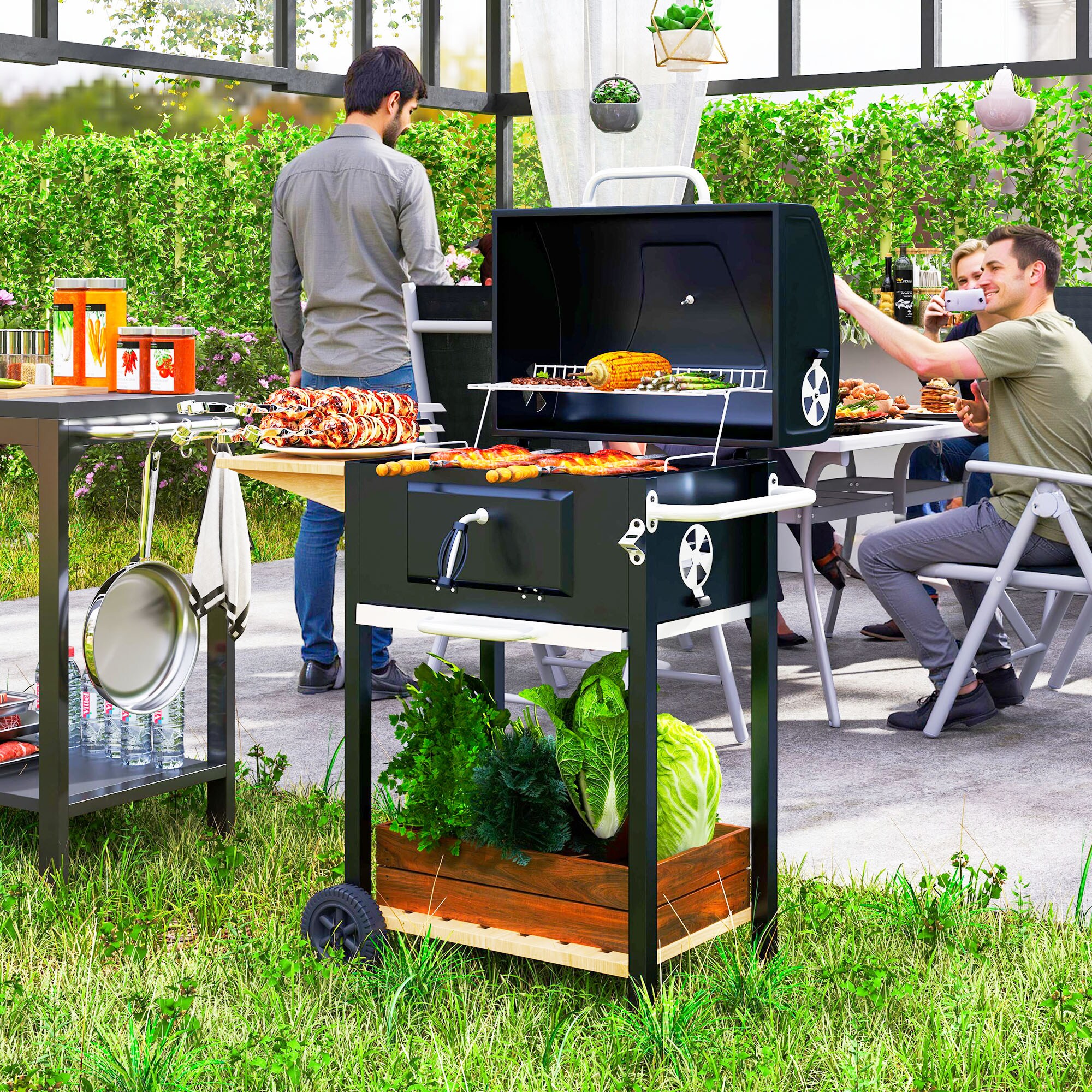 Outsunny 846-171V00BK Charcoal-Grills - View #2