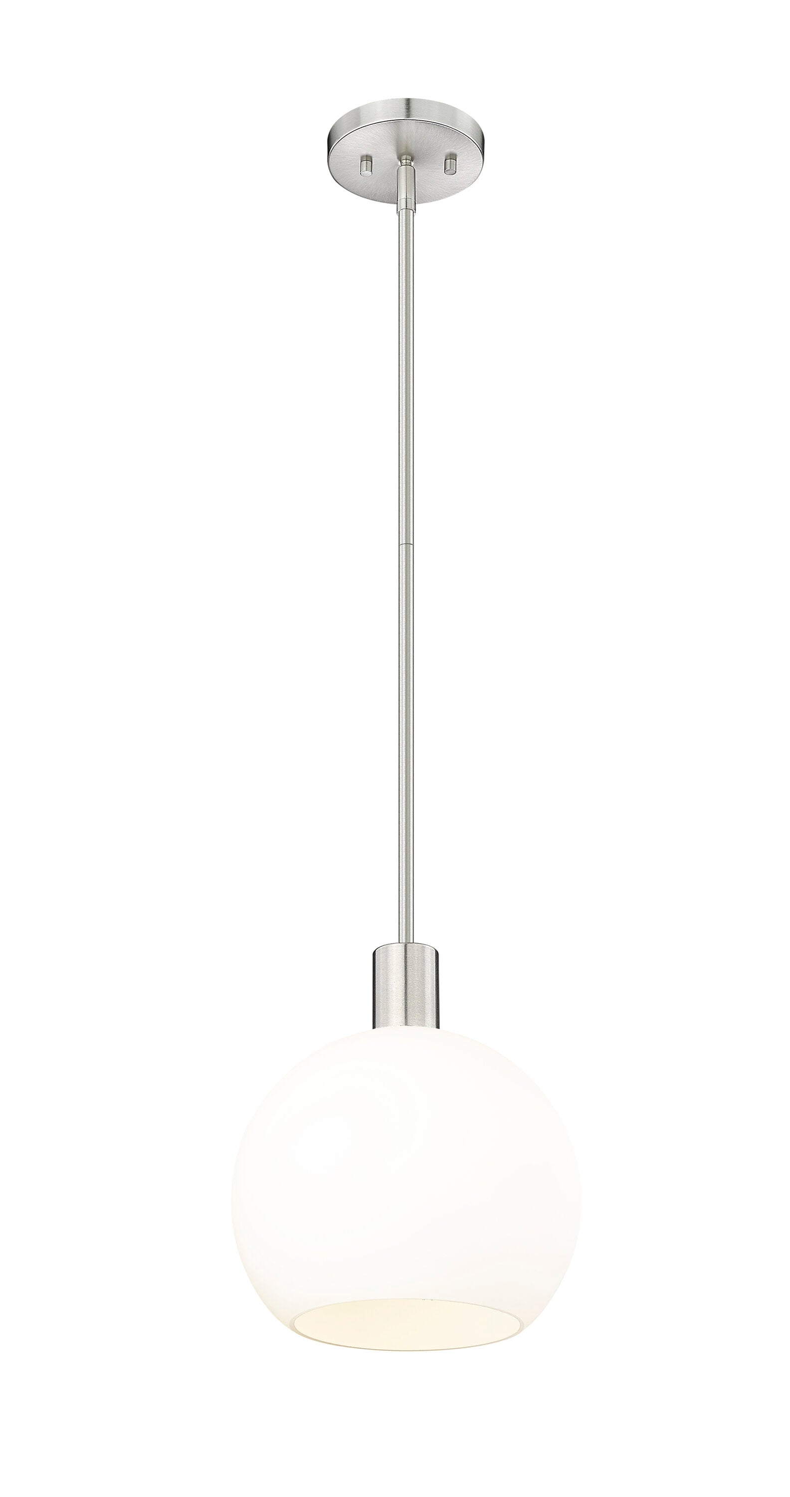 Brushed Nickel Globe Pendant with White Glass Shade