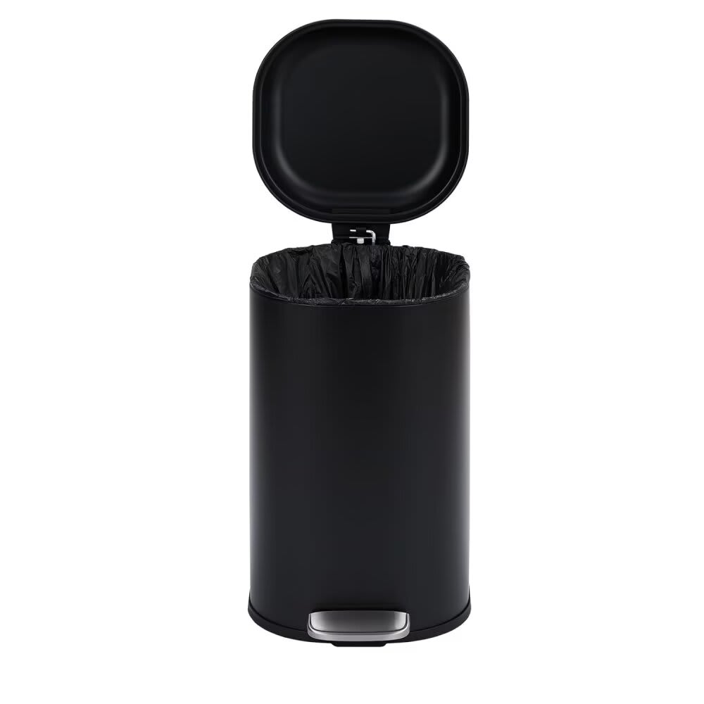 WhizMax 8 Gallon Bathroom Step Trash Can 30-Liter Square Foot Pedal Garbage Can with Soft-Close Lid for Kitchen Without Inner Bucket-Black #JXNAG-PHO-14CJGW5S