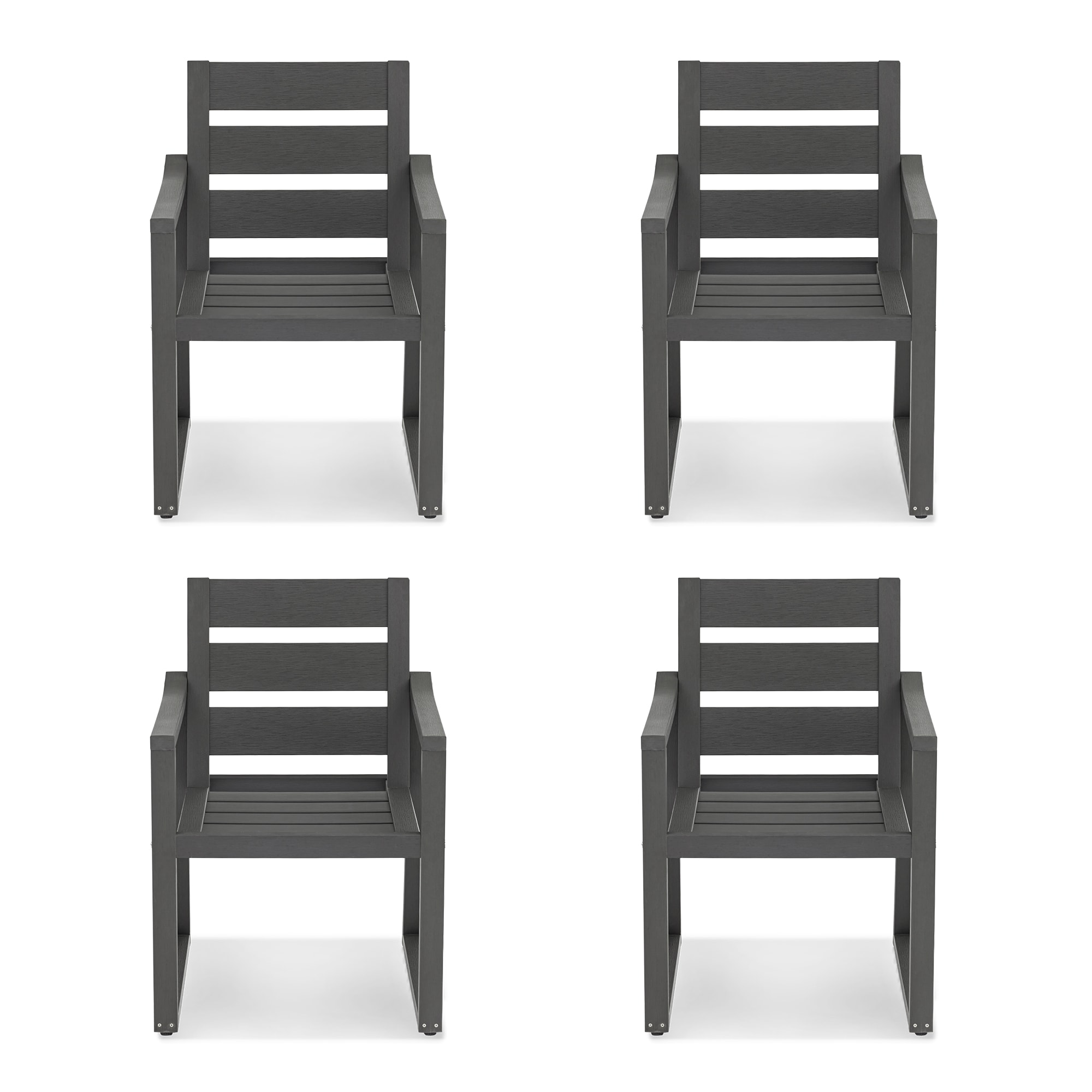 LUE BONA 4 Stackable Dark Gray Hdpe Frame Stationary Dining Chair with ...