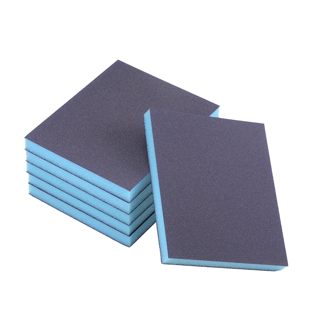 Unique Bargains Sanding Sponge 220 Grit Sanding Block Pad 4.7inch X 3.9inch X 0.4inch Blue 6pcs #S25092300UX3594