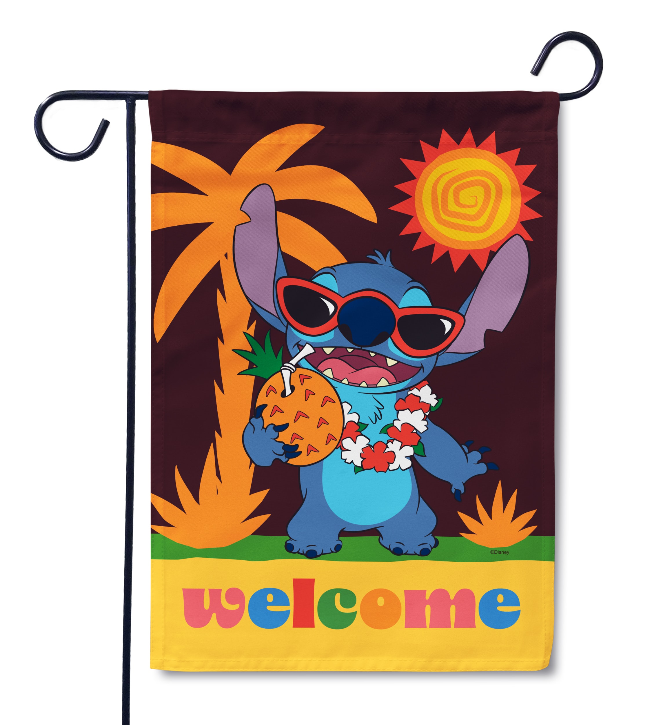 Disney Summer Stitch Welcome 1.44-ft W x 2.91-ft H Summer Garden flag Kit